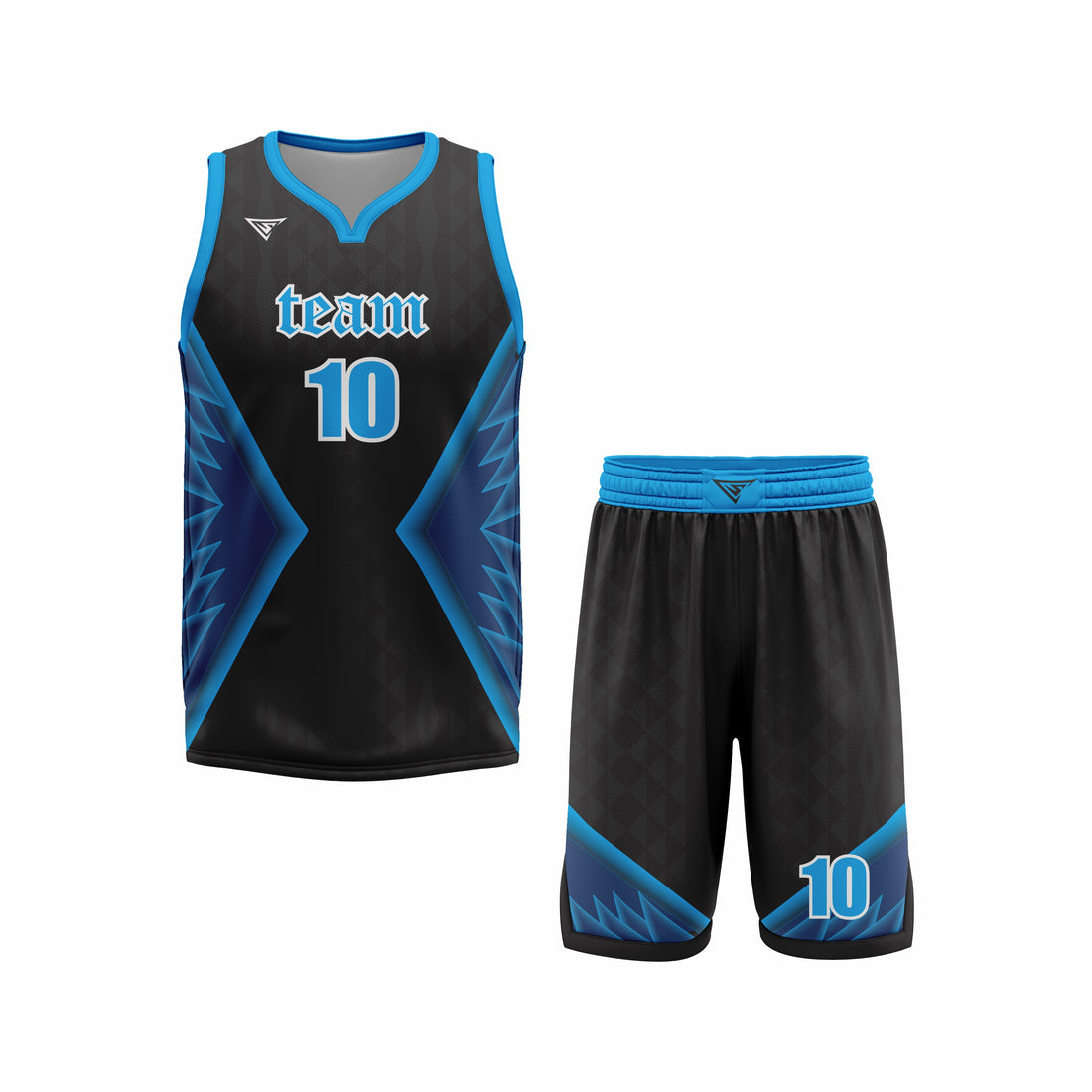 CUSTOM BLACK BLUE BASKETBALL UNIFORM