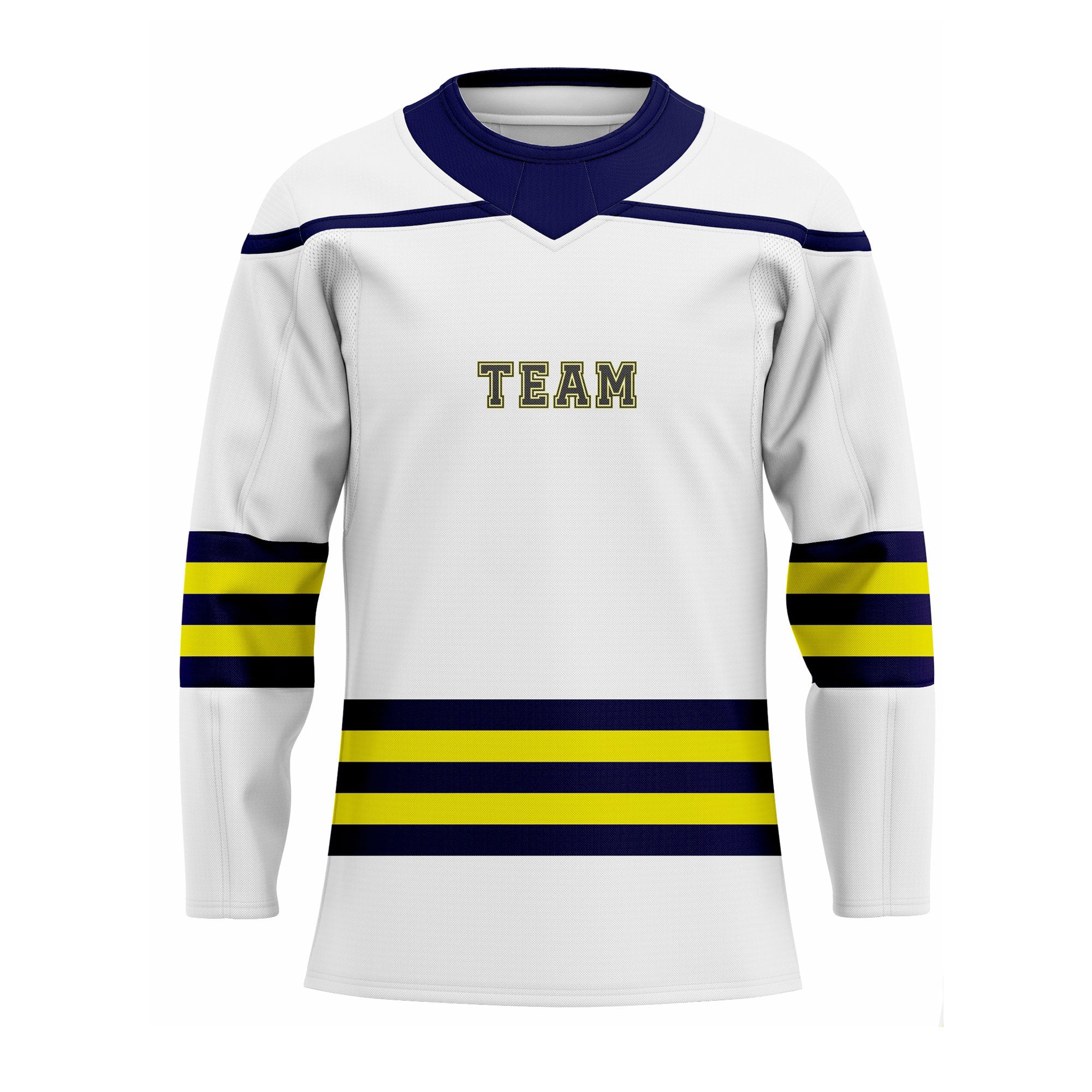 CUSTOM WHITE BLACK YELLOW HOCKEY JERSEY