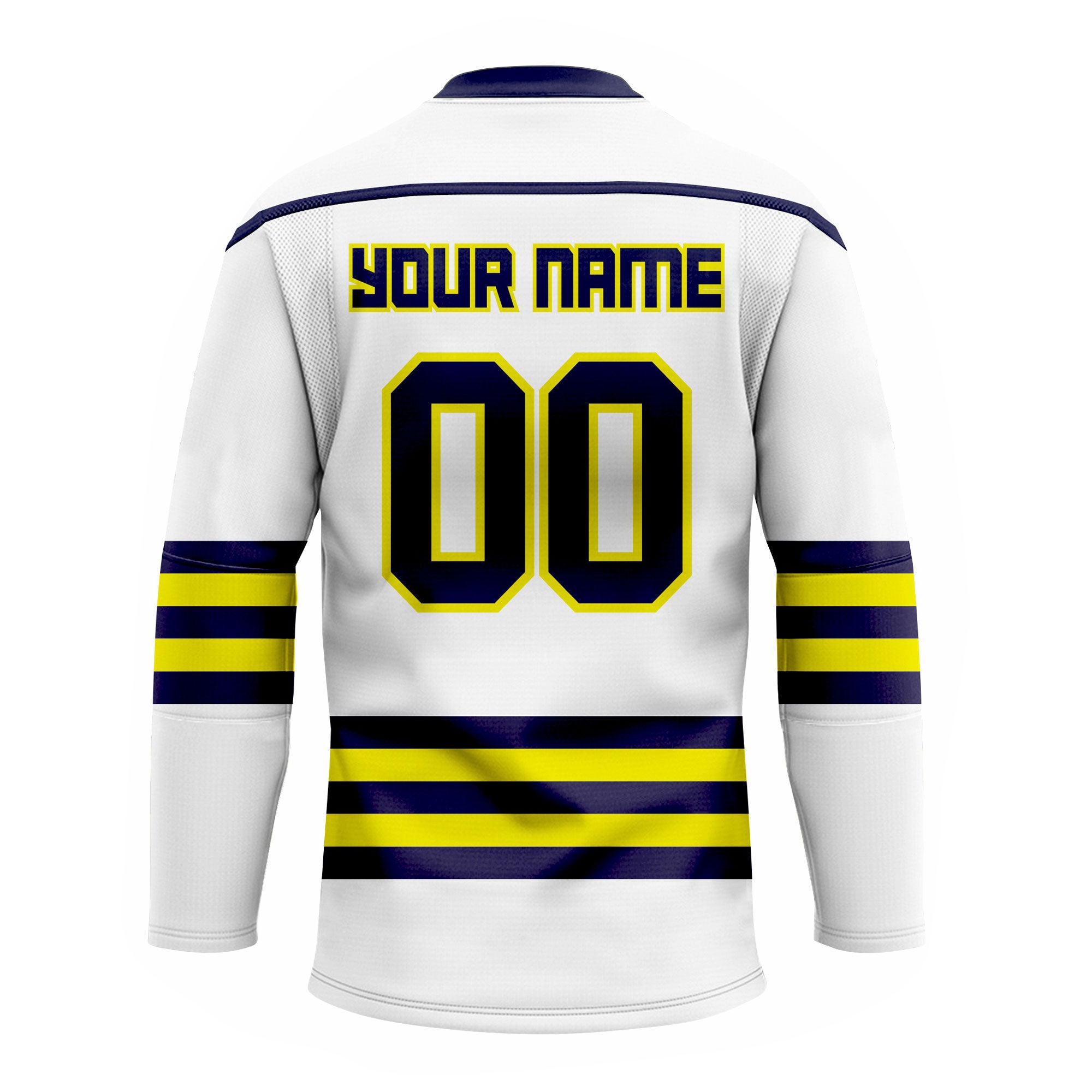 CUSTOM WHITE BLACK YELLOW HOCKEY JERSEY