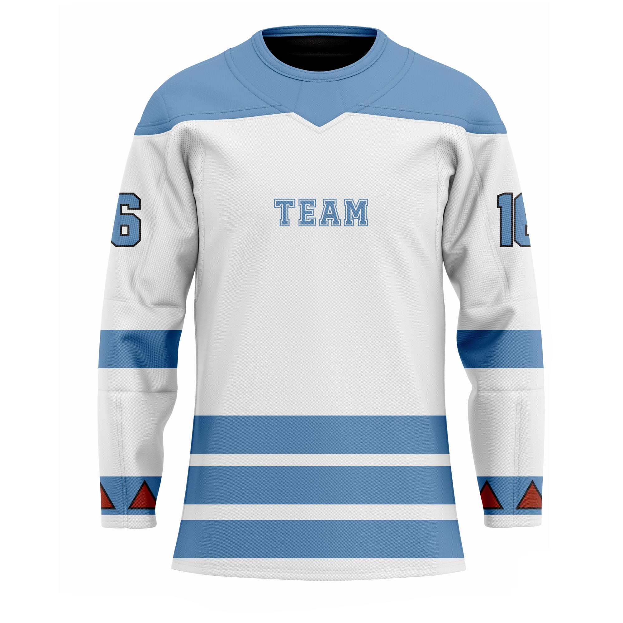 CUSTOM WHITE BLUE HOCKEY JERSEY
