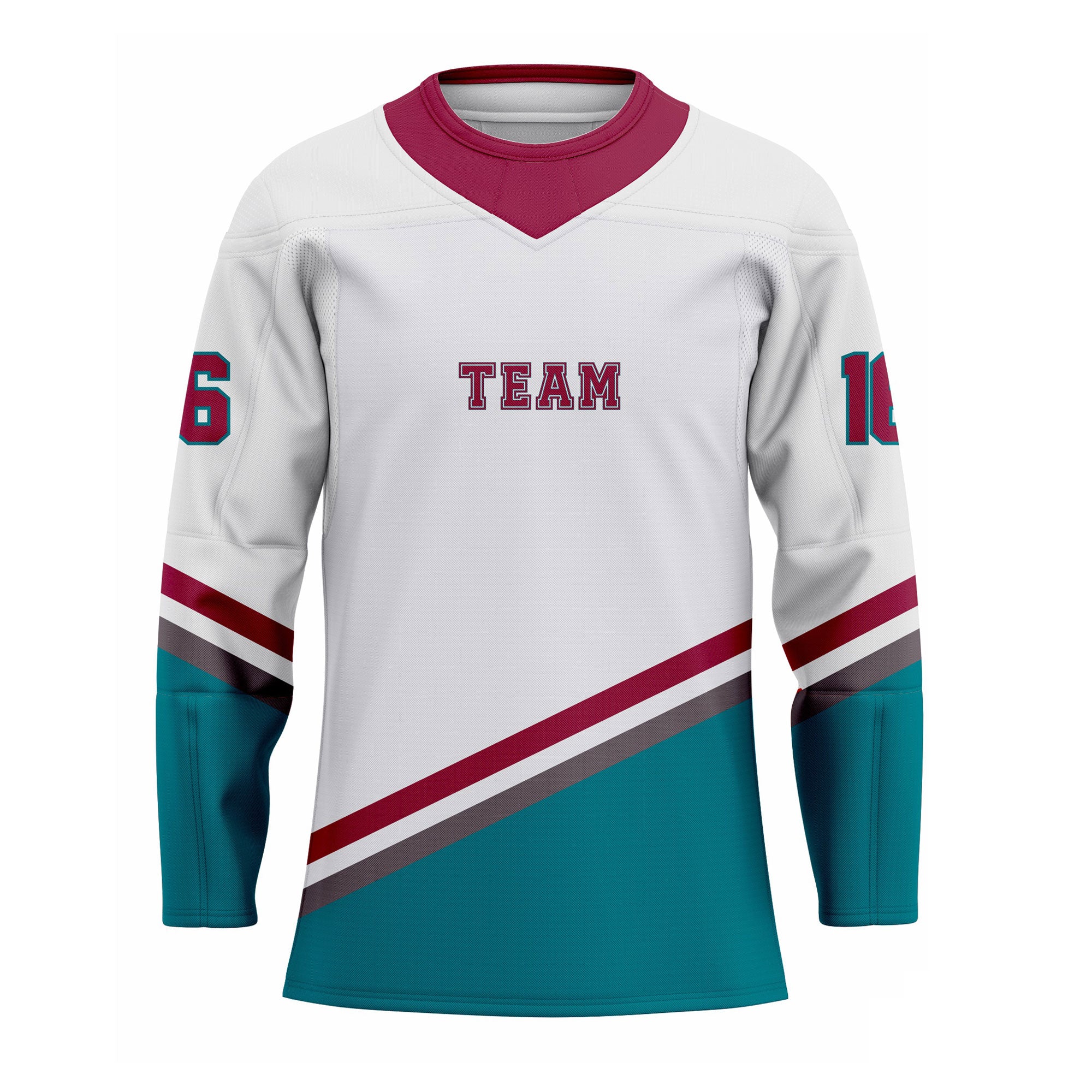 CUSTOM WHITE MAROON GREEN HOCKEY JERSEY