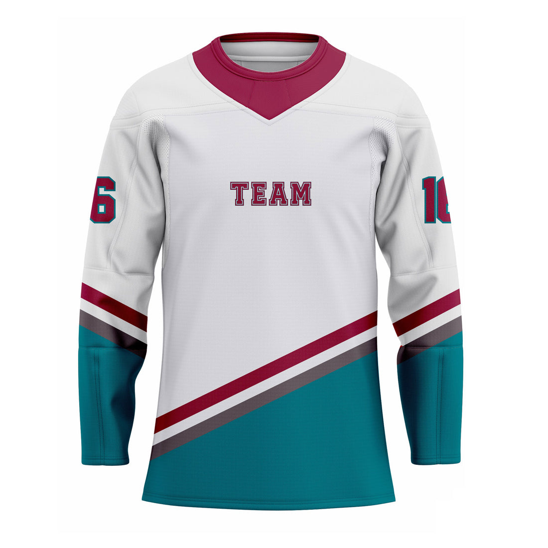 CUSTOM WHITE MAROON GREEN HOCKEY JERSEY