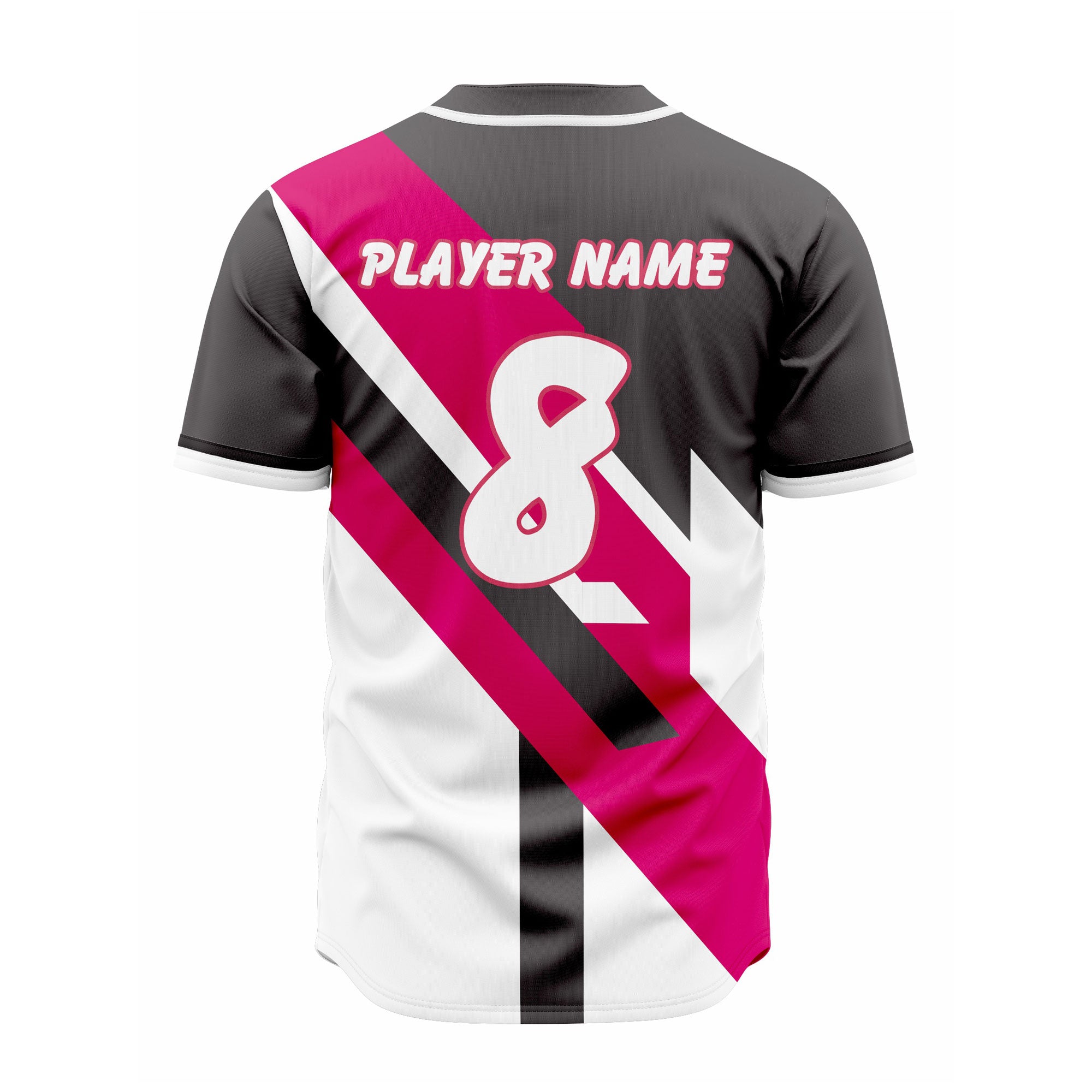 CUSTOM BLACK WHITE DEEP PINK BASEBALL JERSEY