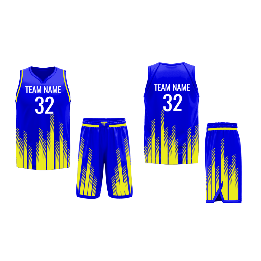 CUSTOM BLUE YELLOW BASKETBALL UNIFORM