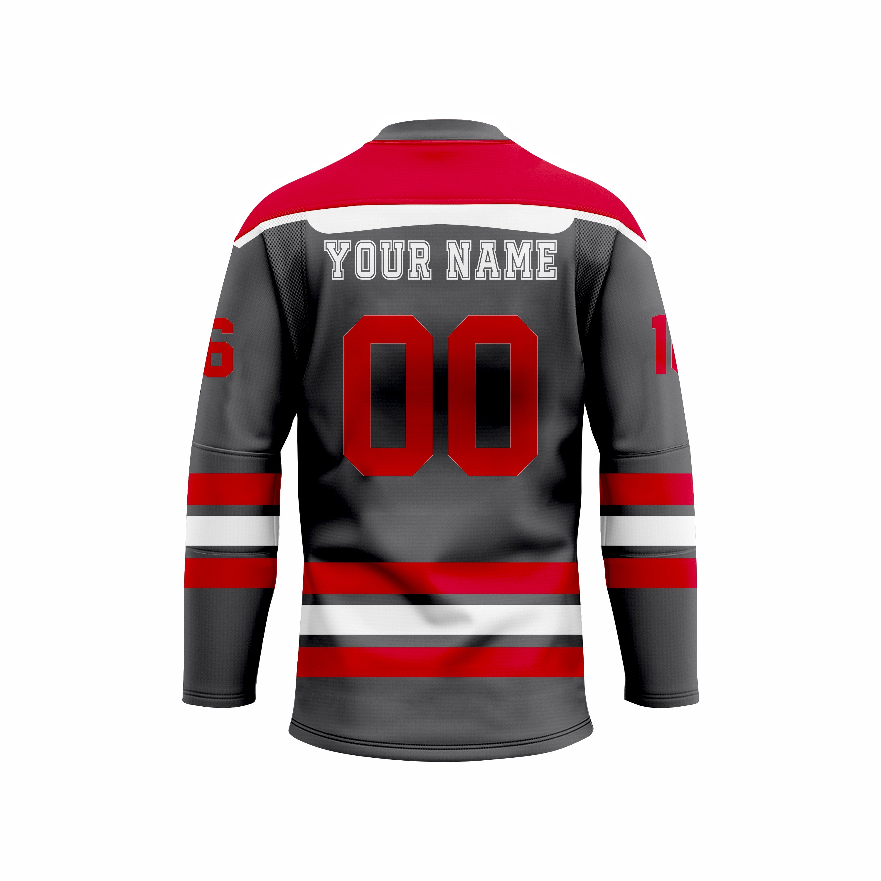 Custom Black, Red & White Crew Neck Hockey jersey
