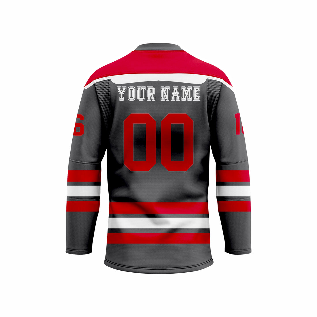 Custom Black, Red & White Crew Neck Hockey jersey