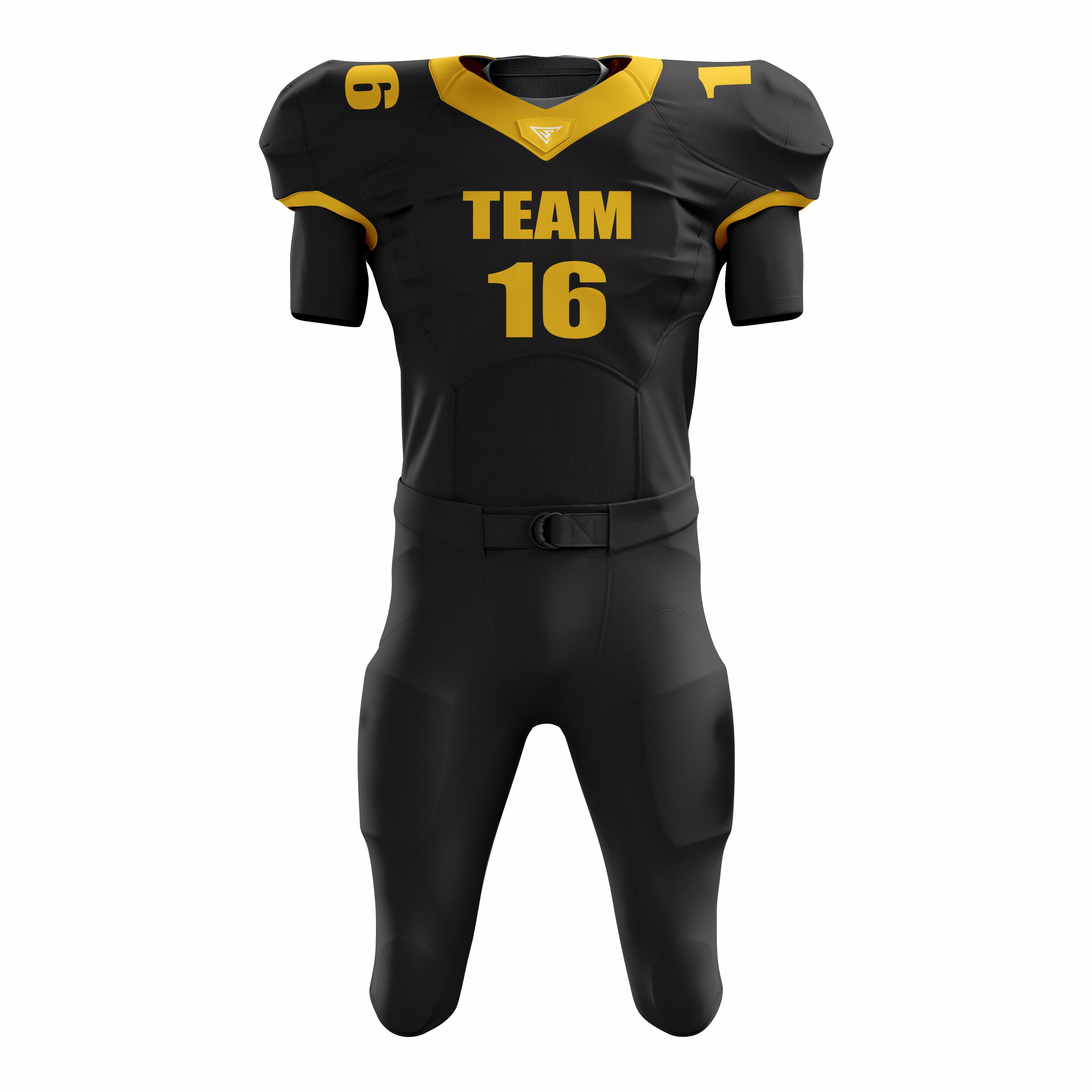 Custom Yellow Black American Football Uniforms with Integrated Pads