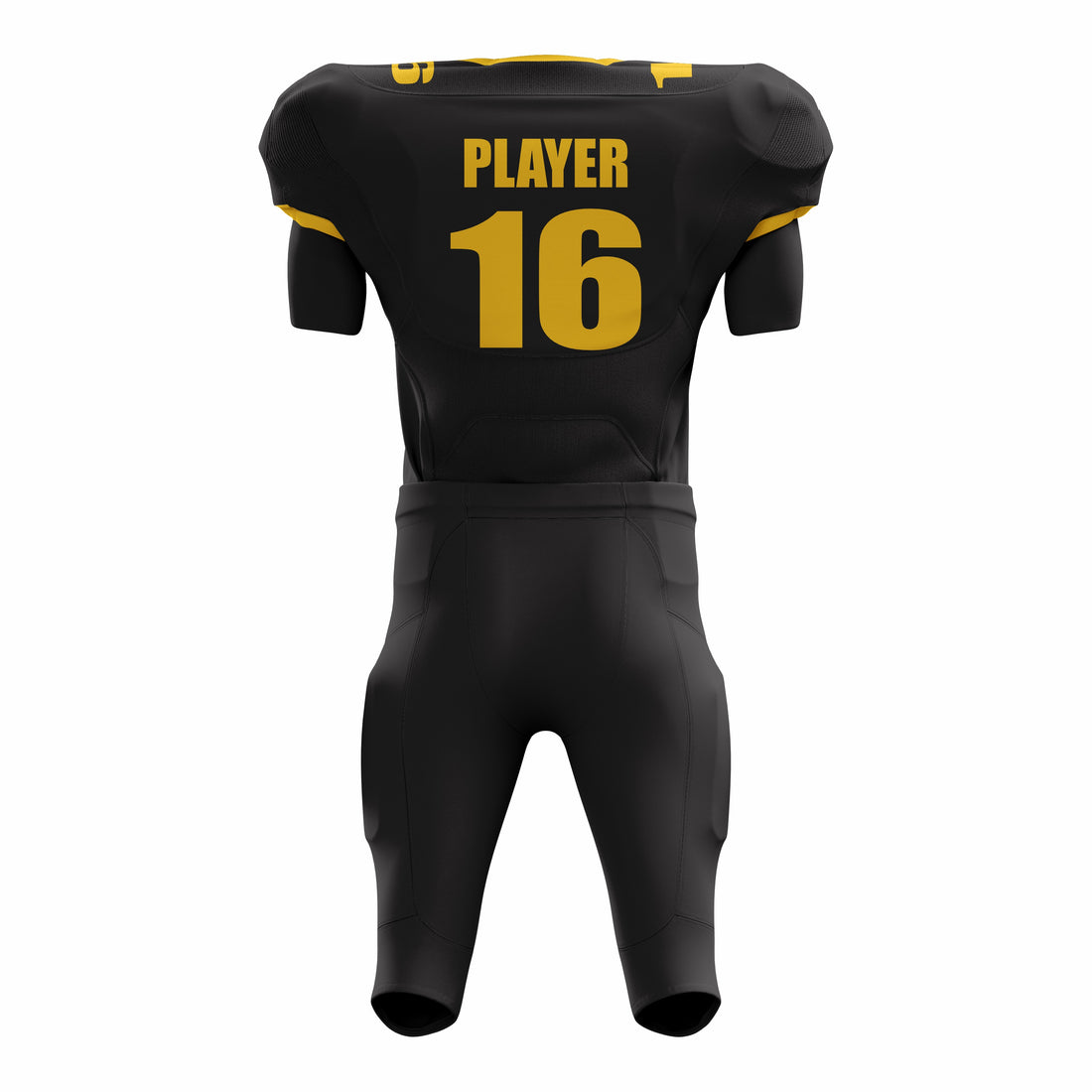 Custom Yellow Black American Football Uniforms with Integrated Pads