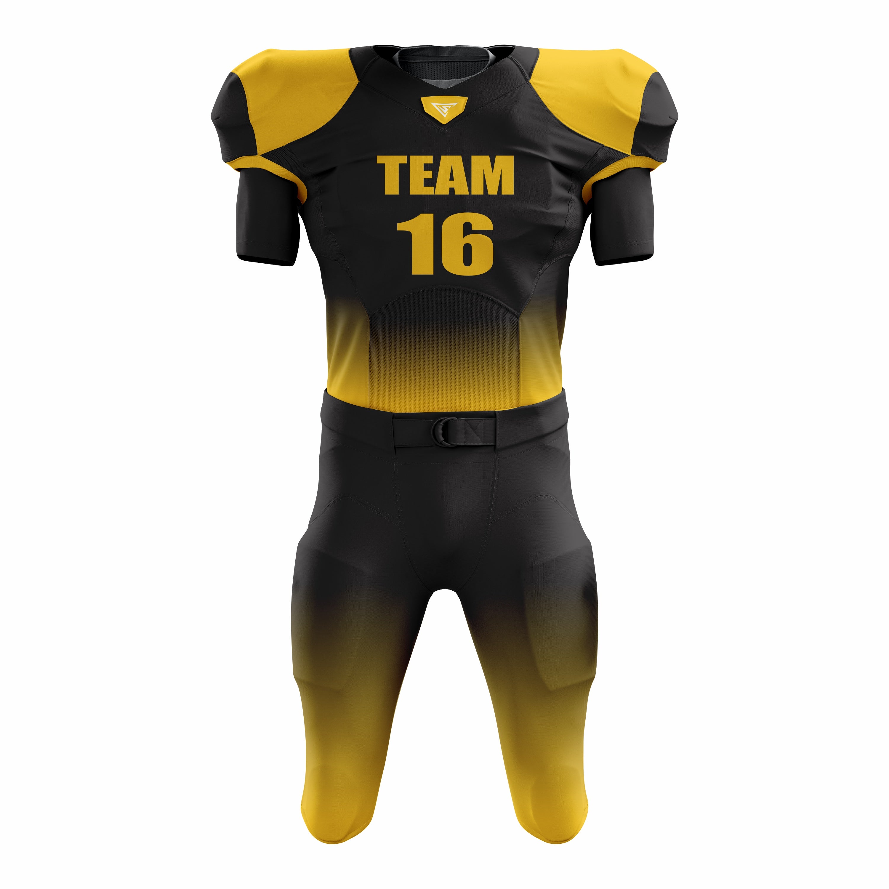 Custom Yellow Black American Football Uniforms with Integrated Pads