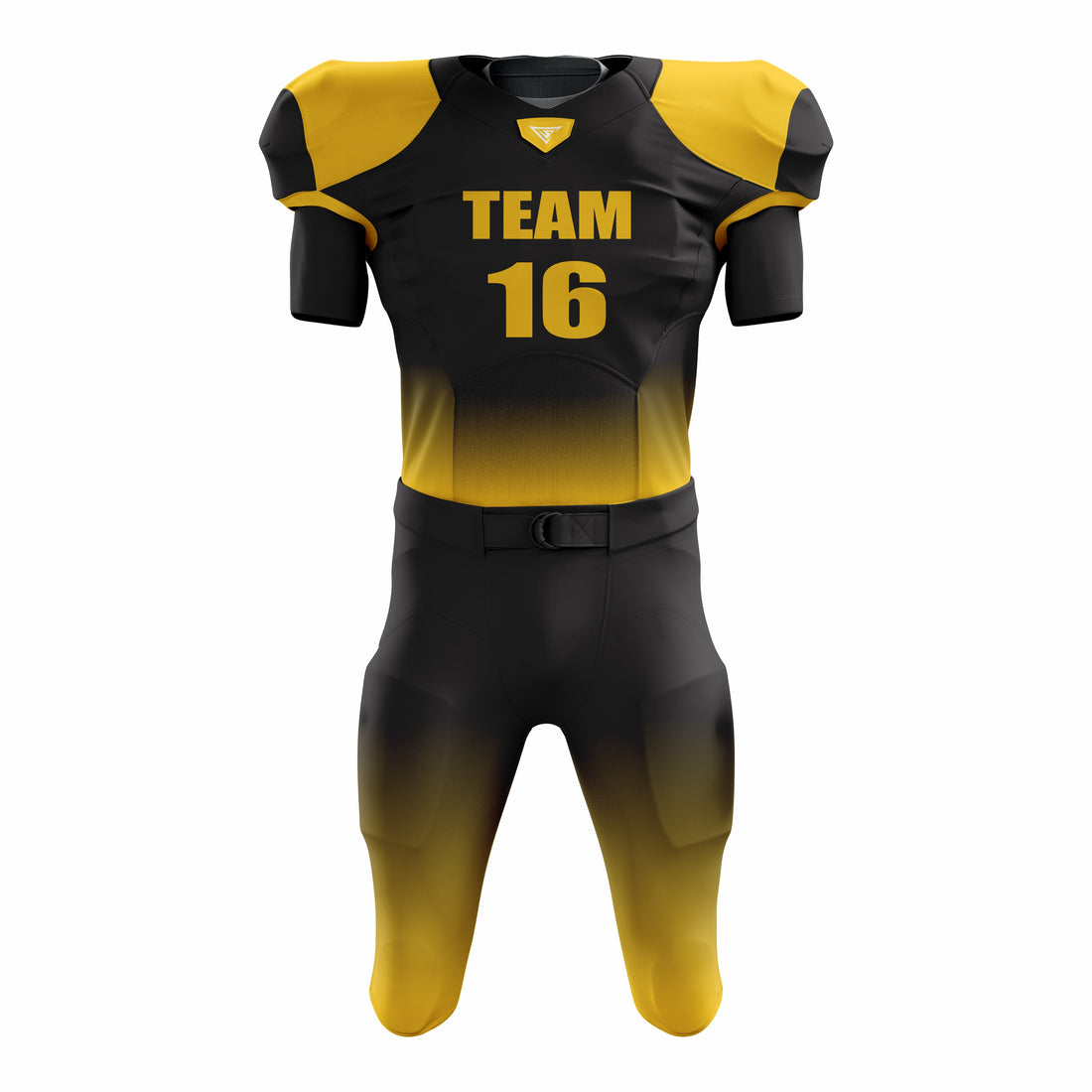 Custom Yellow Black American Football Uniforms with Integrated Pads