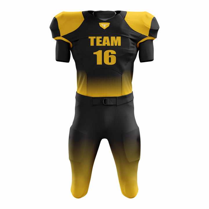 Custom Yellow Black American Football Uniforms with Integrated Pads