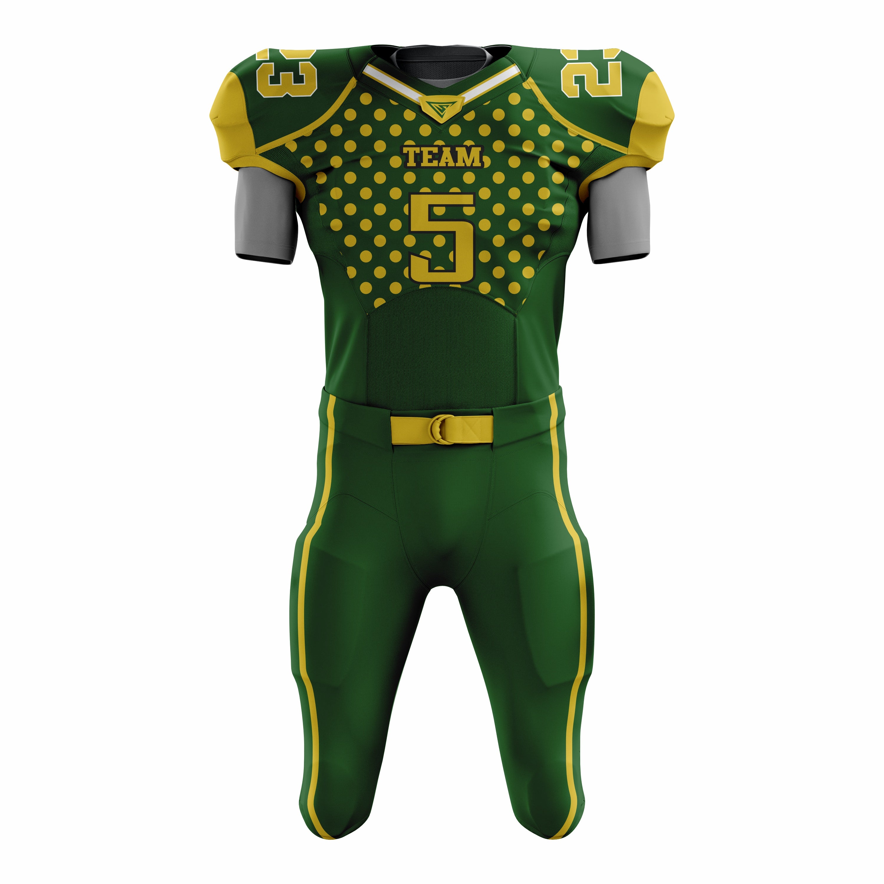 Custom Yellow Green American Football Uniforms with Integrated Pads
