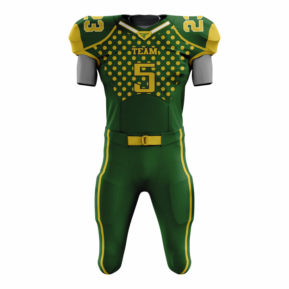 Custom Yellow Green American Football Uniforms with Integrated Pads