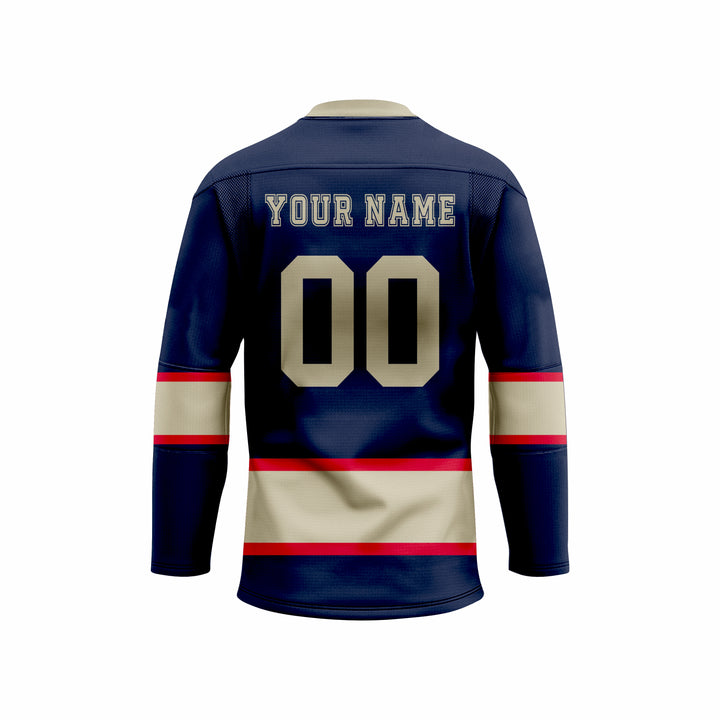 Custom Blue, Red & Green Laced Hockey jersey