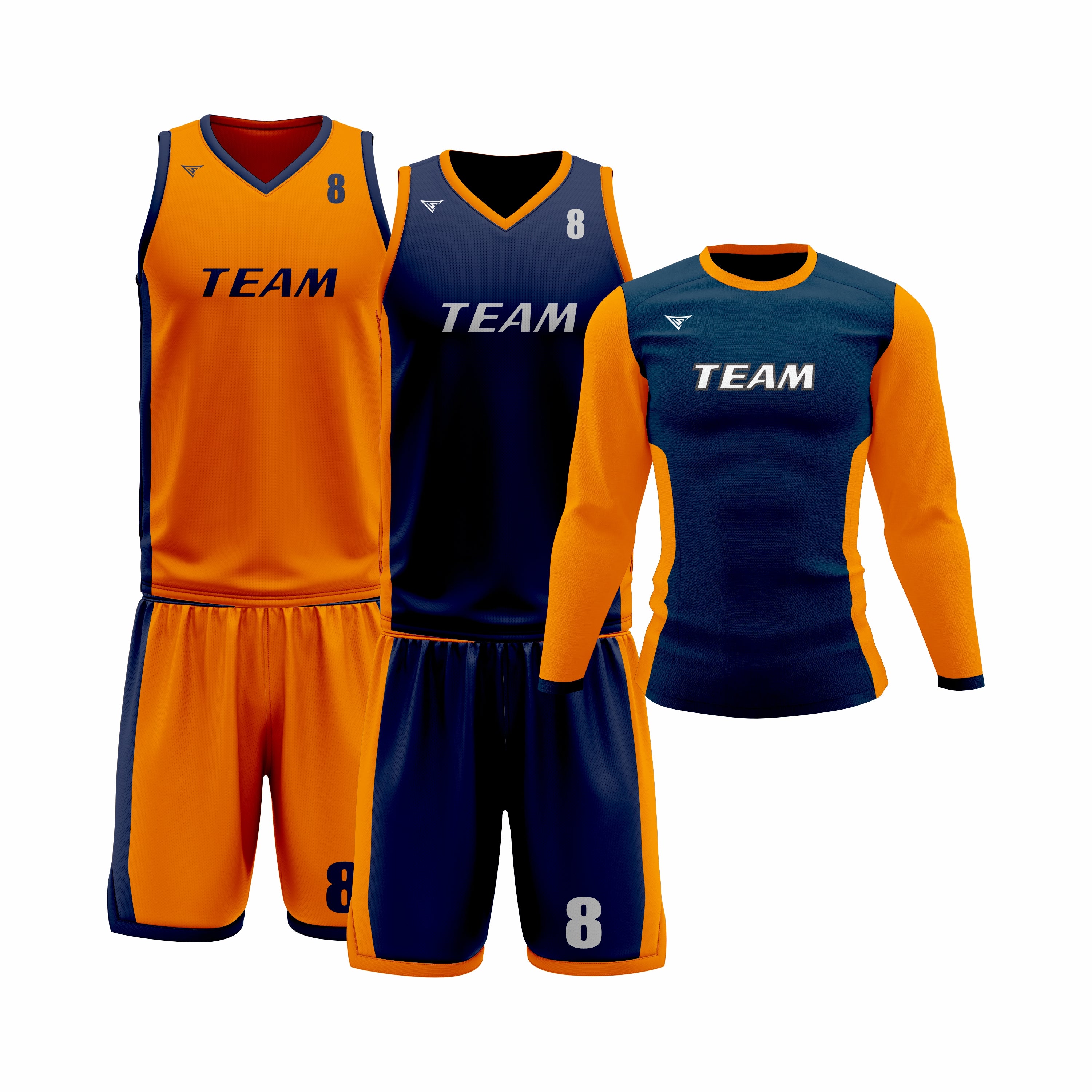 Custom Orange Blue Basketball Team Uniform Package - Pro