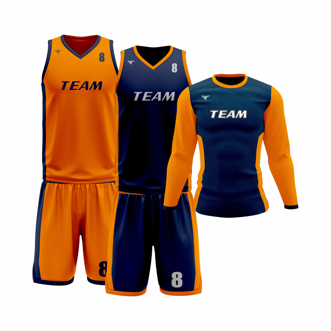 Custom Orange Blue Basketball Team Uniform Package - Pro