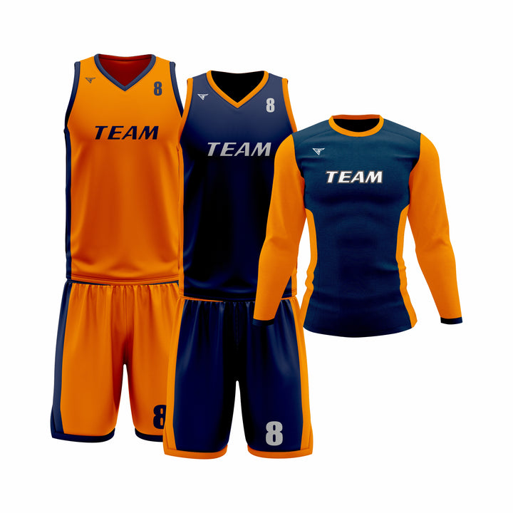 Custom Orange Blue Basketball Team Uniform Package - Pro
