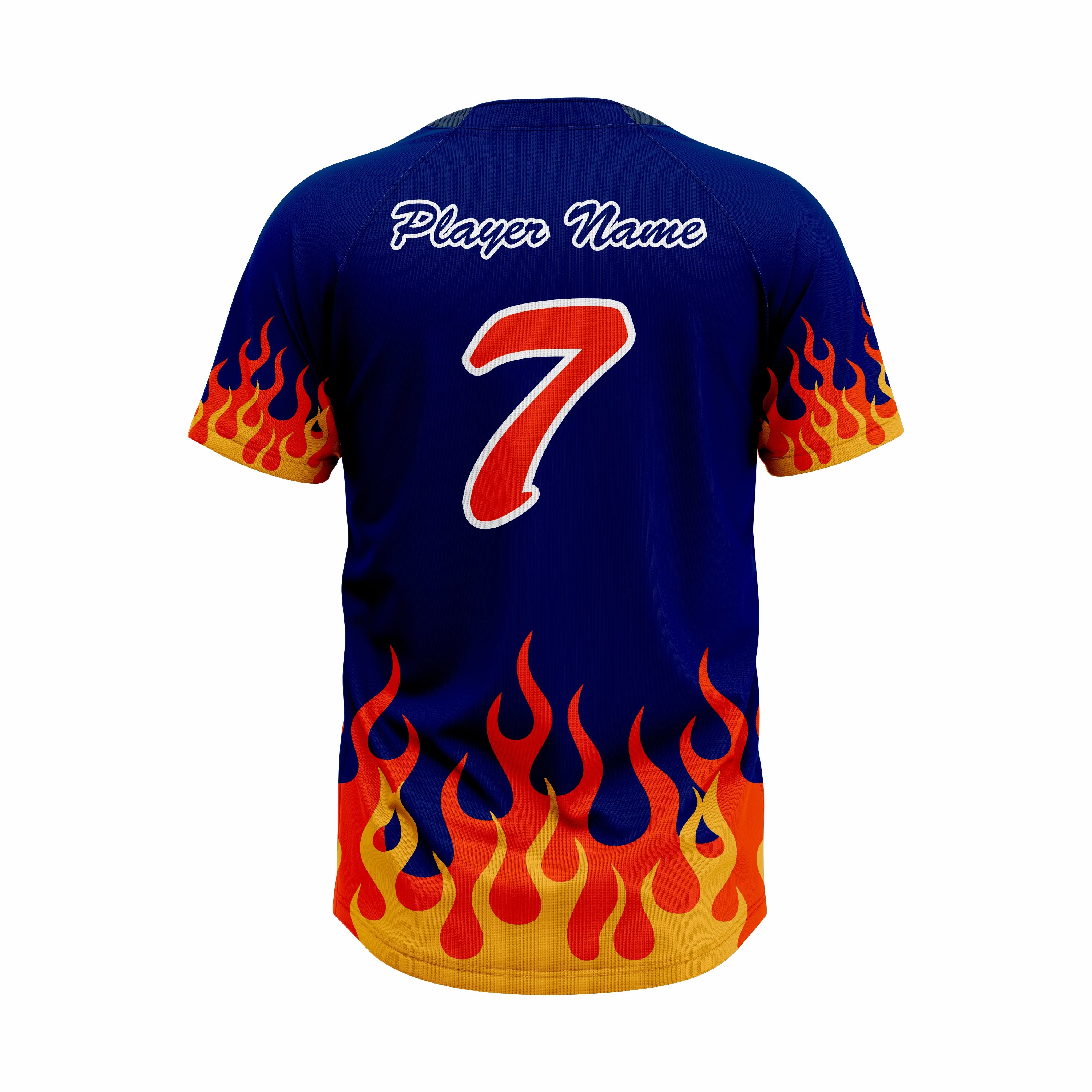 Custom Blue, Red & Orange Authentic Baseball two Buttons Jersey