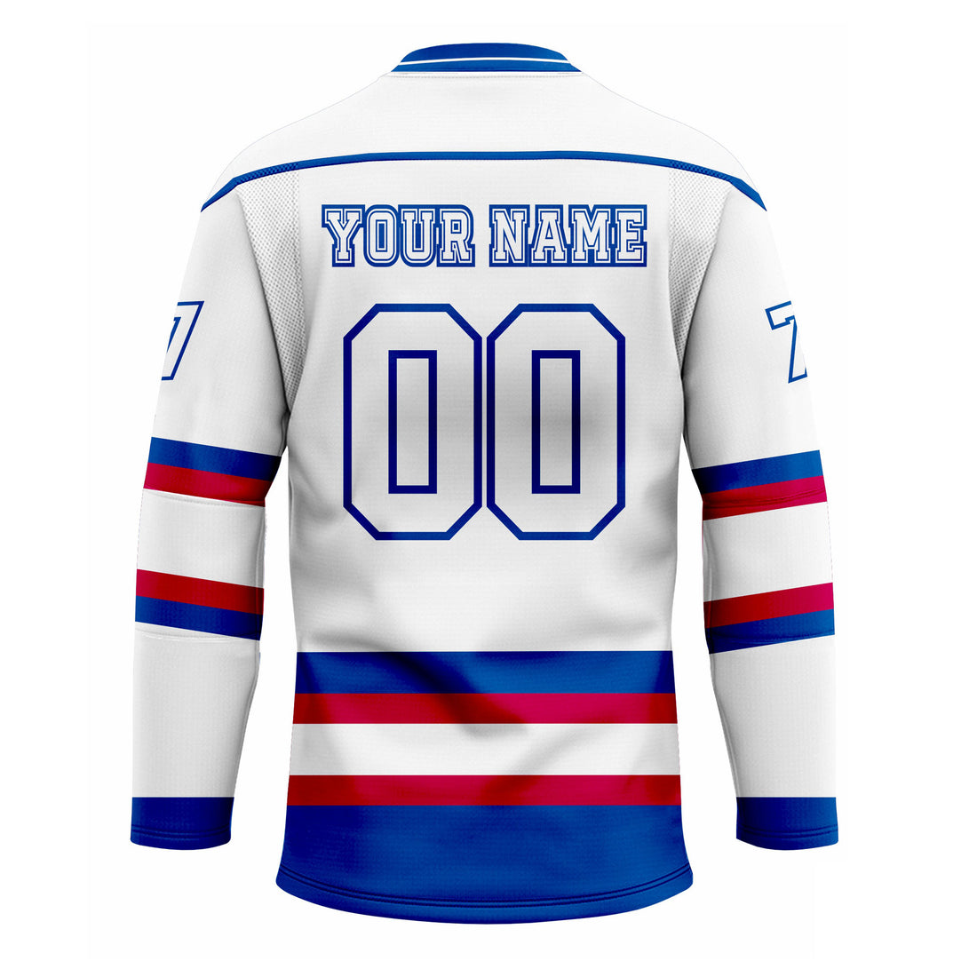 CUSTOM WHITE RED BLUE HOCKEY JERSEY