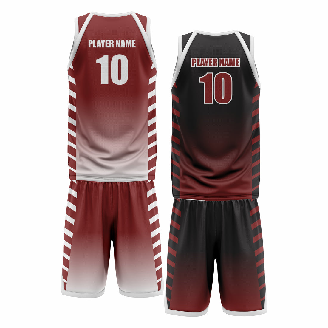 Custom Black Maroon White  Double Side Basketball Uniform Set | Sports Custom Uniform