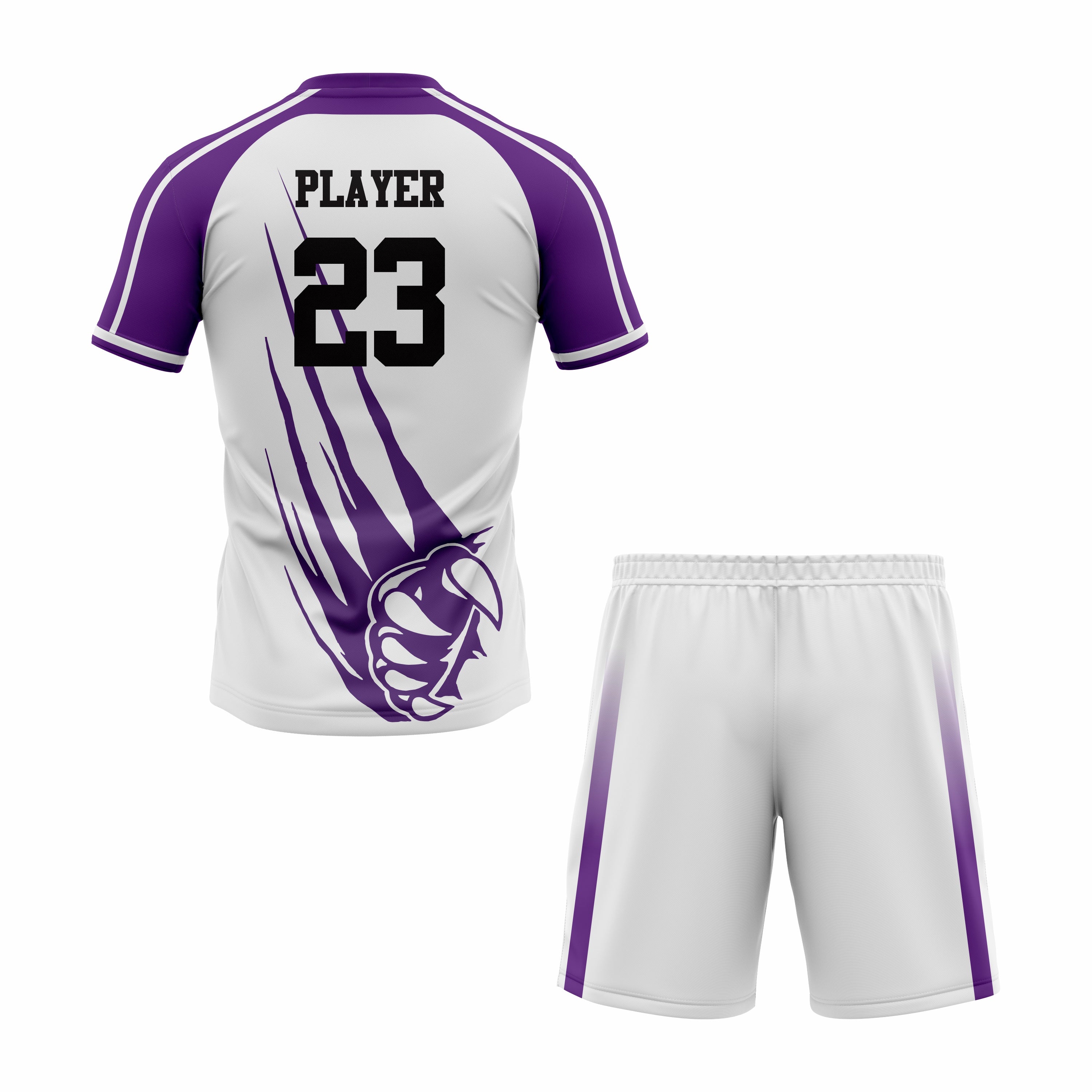 CUSTOM WHITE PURPLE SOCCER UNIFORM