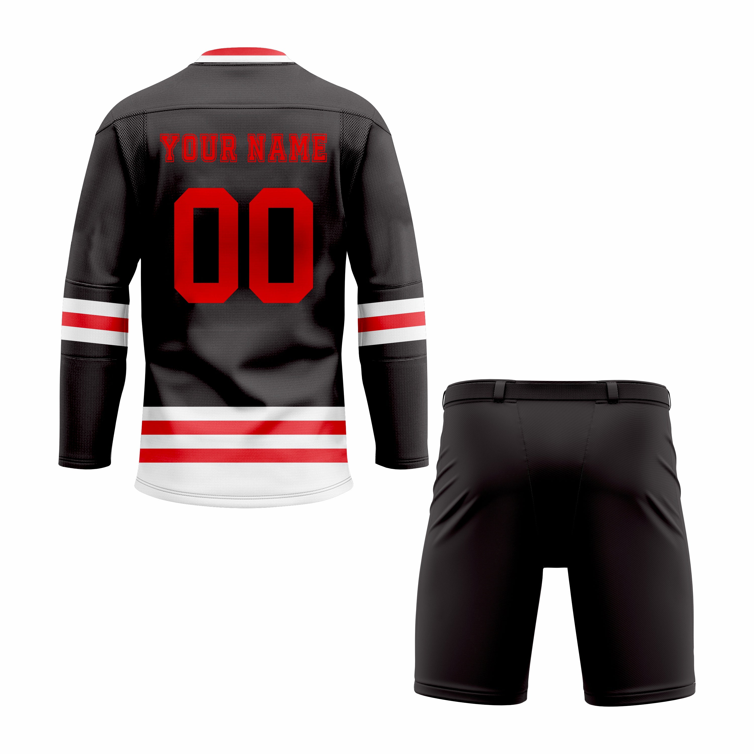 CUSTOM BLACK RED HOCKEY UNIFORM