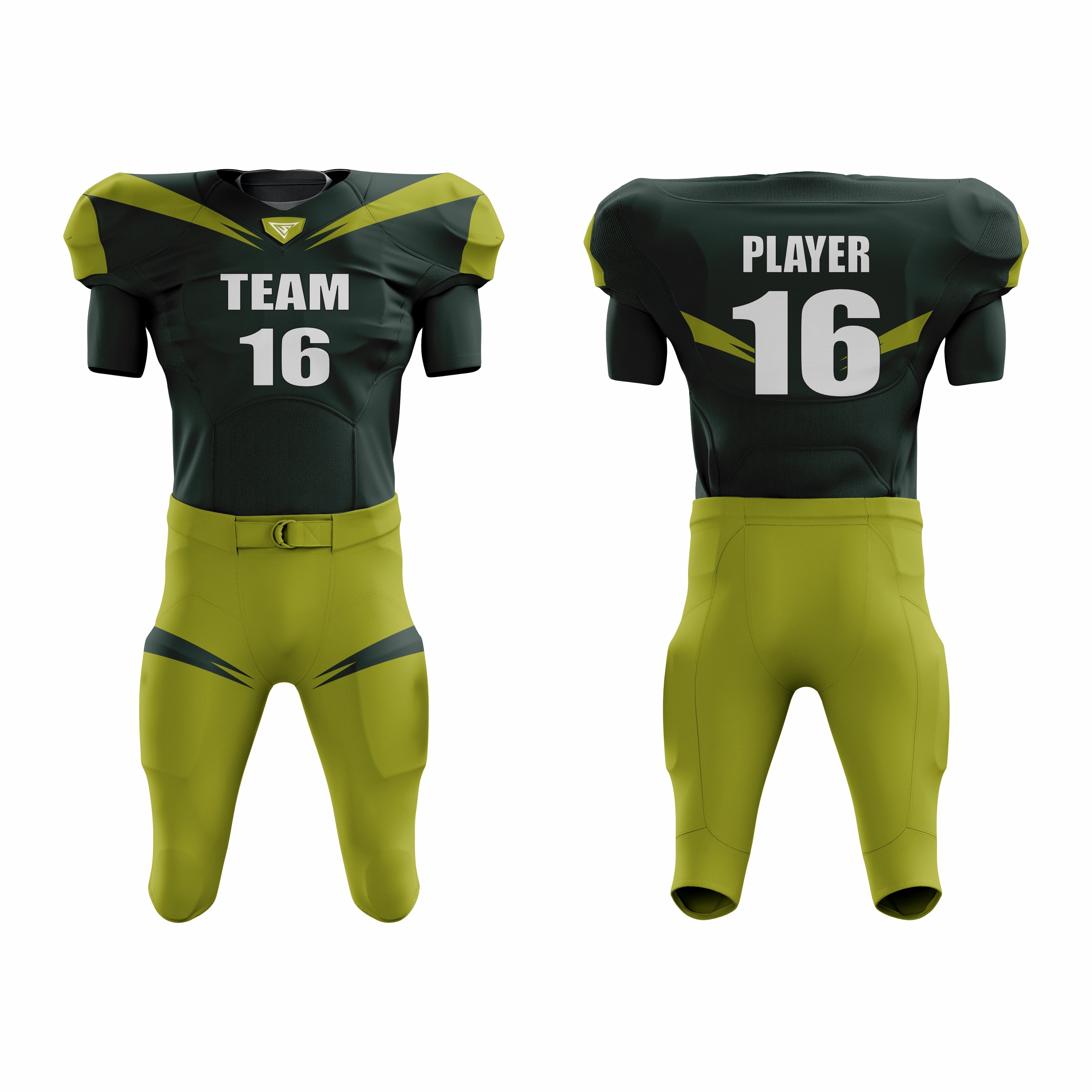 Custom Green Black Authentic Football Uniform  (with Integrated Pads)