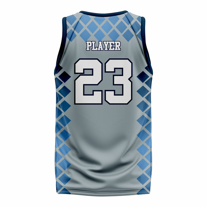 Custom Grey white Blue Basketball Jersey | Sports Custom Uniform