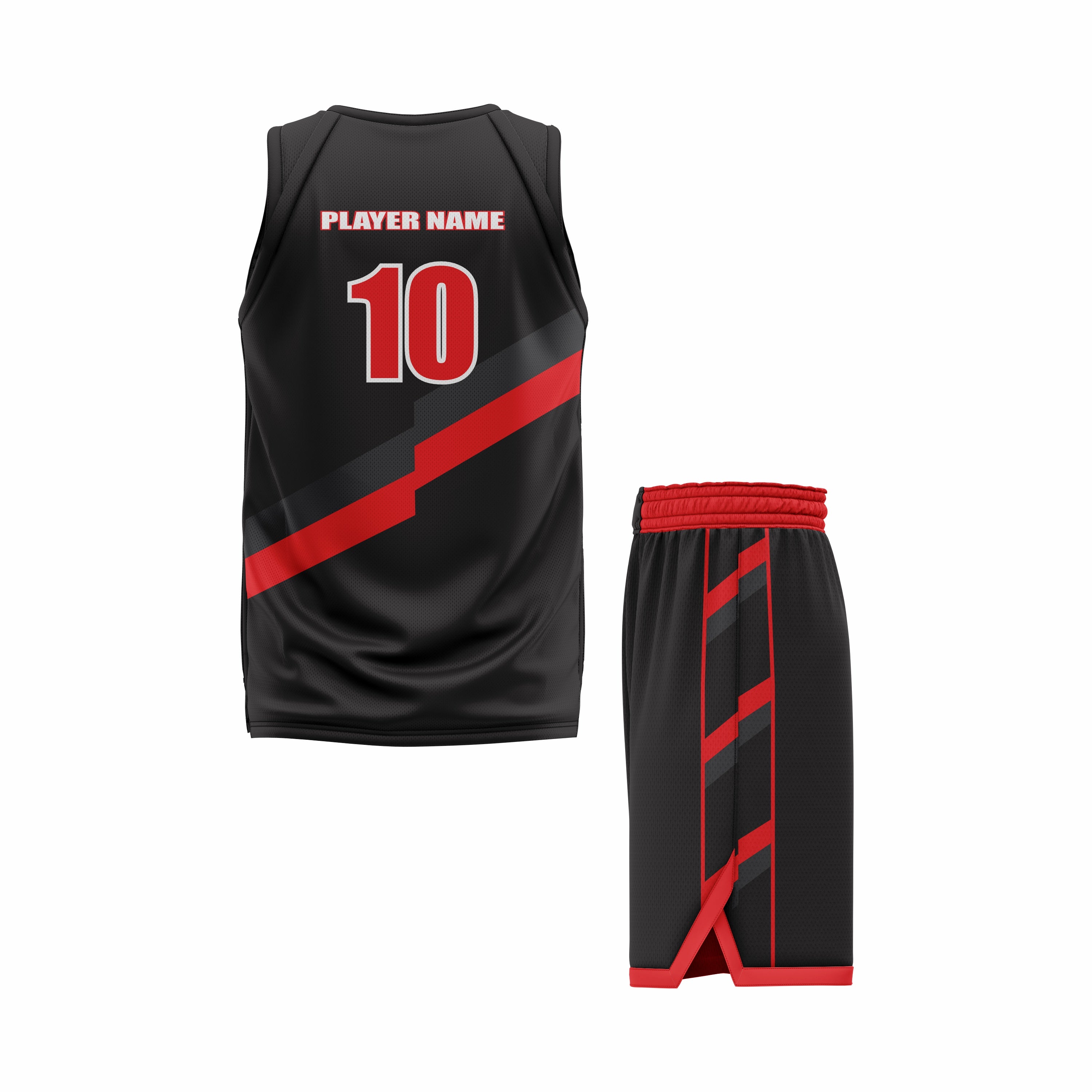 CUSTOM BLACK RED BASKETBALL UNIFORM