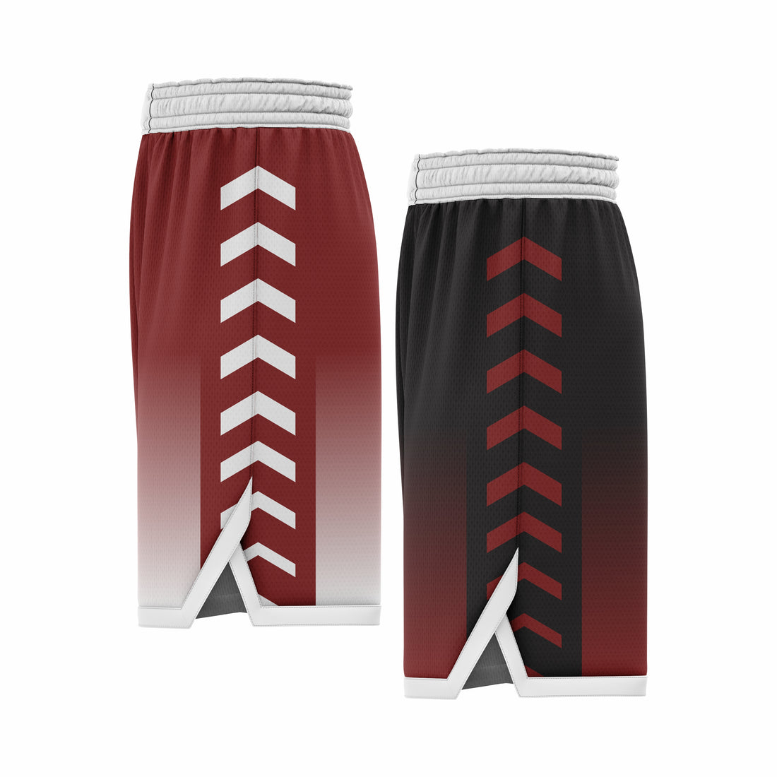 Custom Black, White & Red Reversible Double Side Sublimation Basketball Short