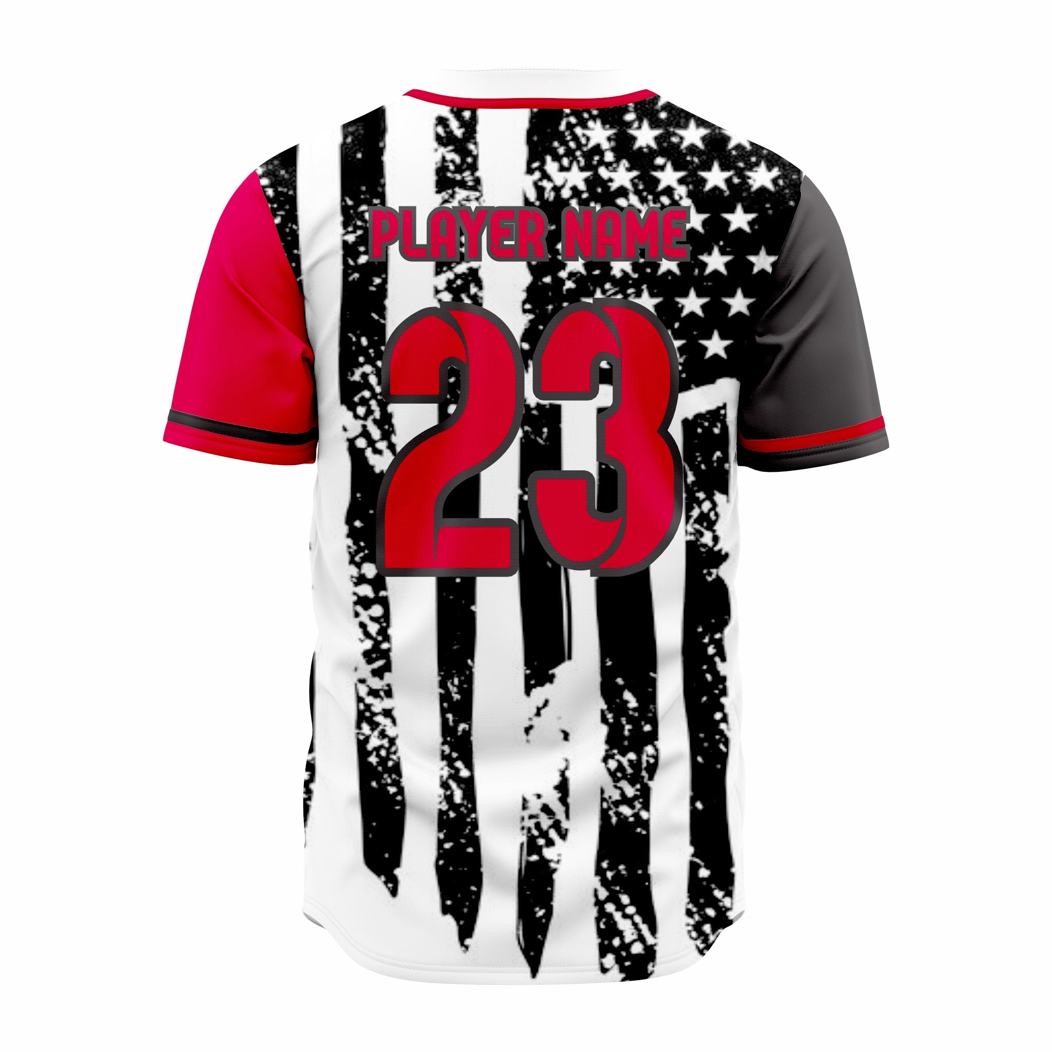 Custom White, Black & Red Authentic Baseball full Buttons Jersey