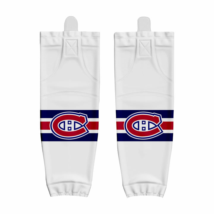 Custom White Blue Hockey Socks