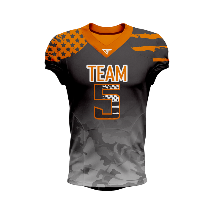 Custom Blue, Red & Grey American Football Jersey