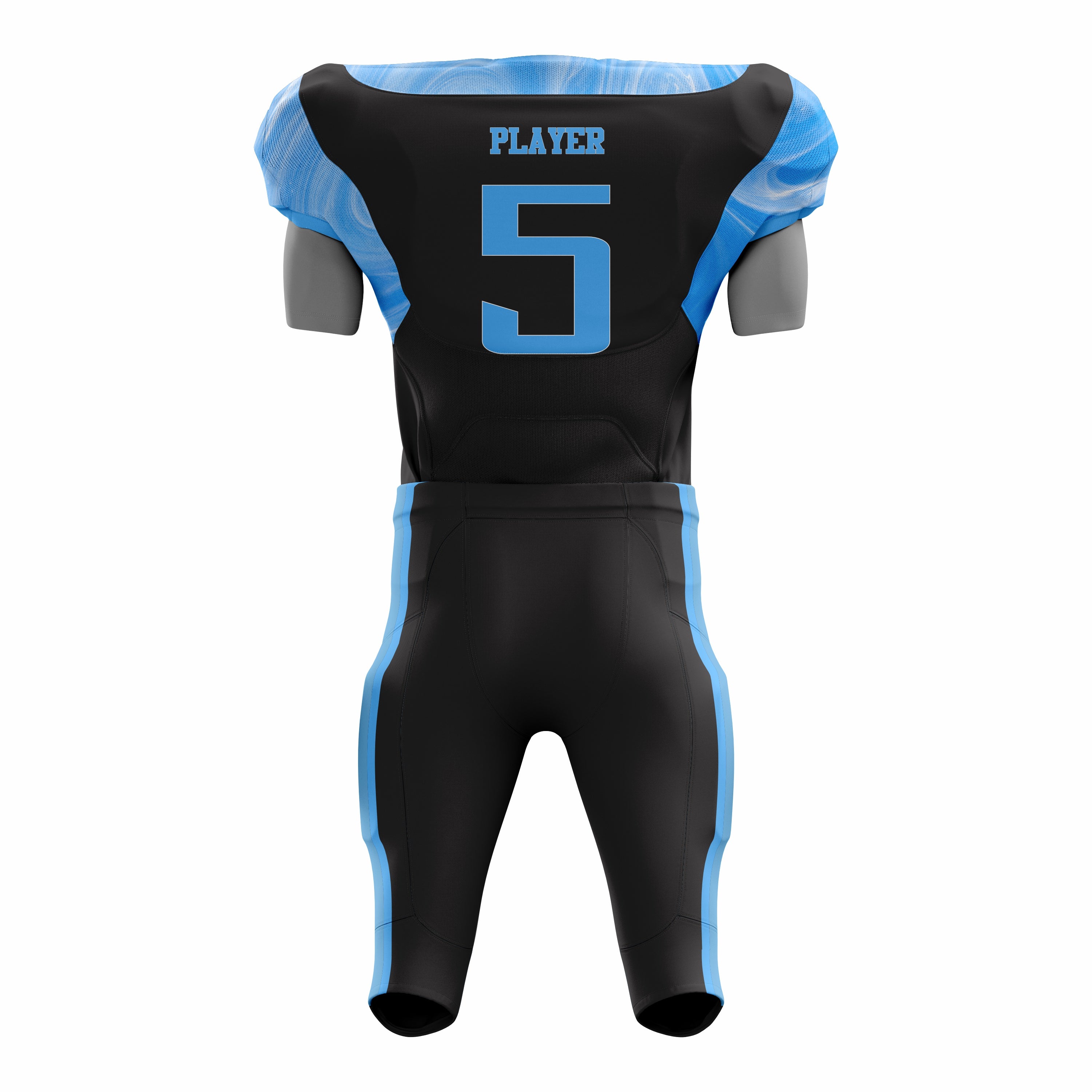 Custom Blue Black American Football Uniforms with Integrated Pads