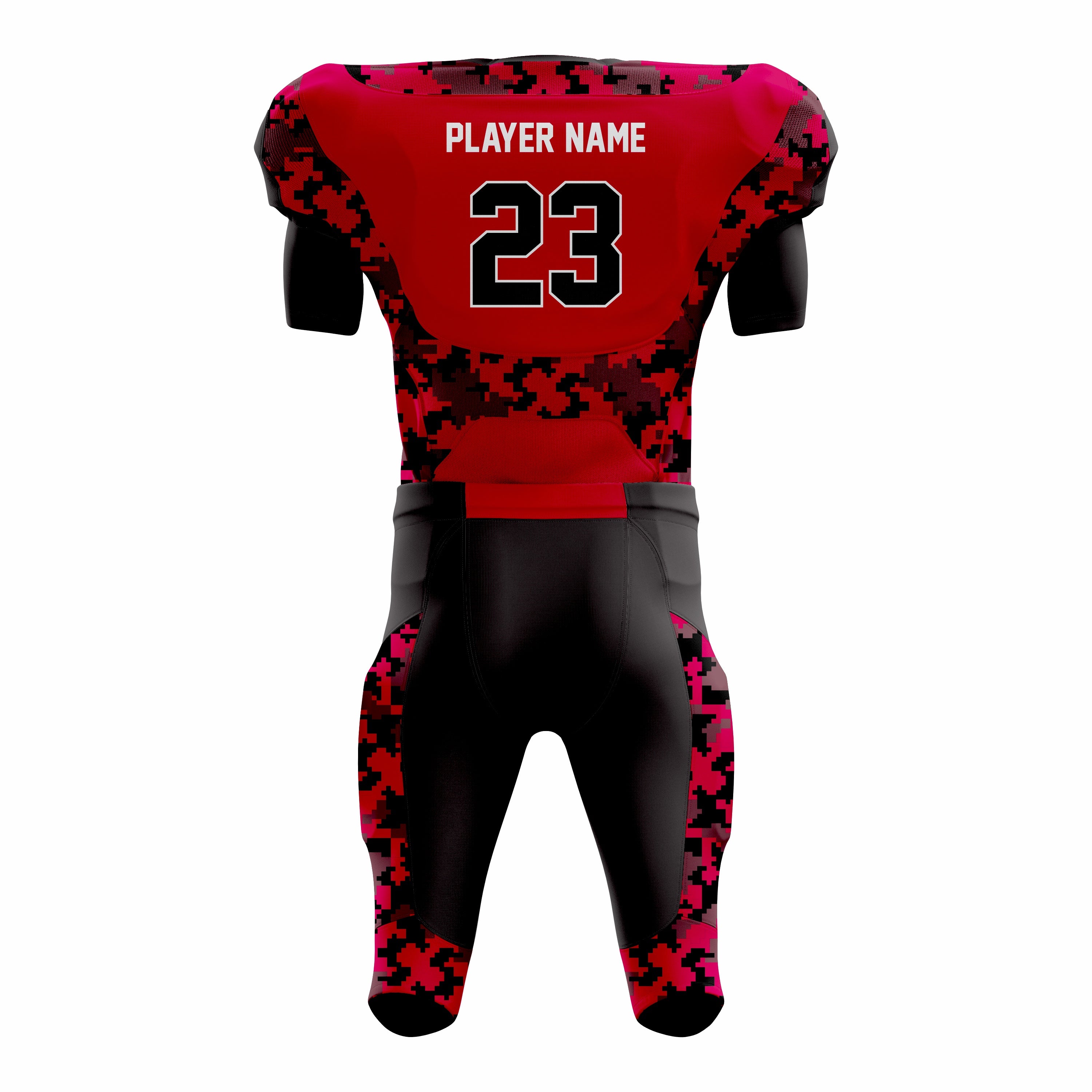 Custom Red Black American Football Uniforms with Integrated Pads
