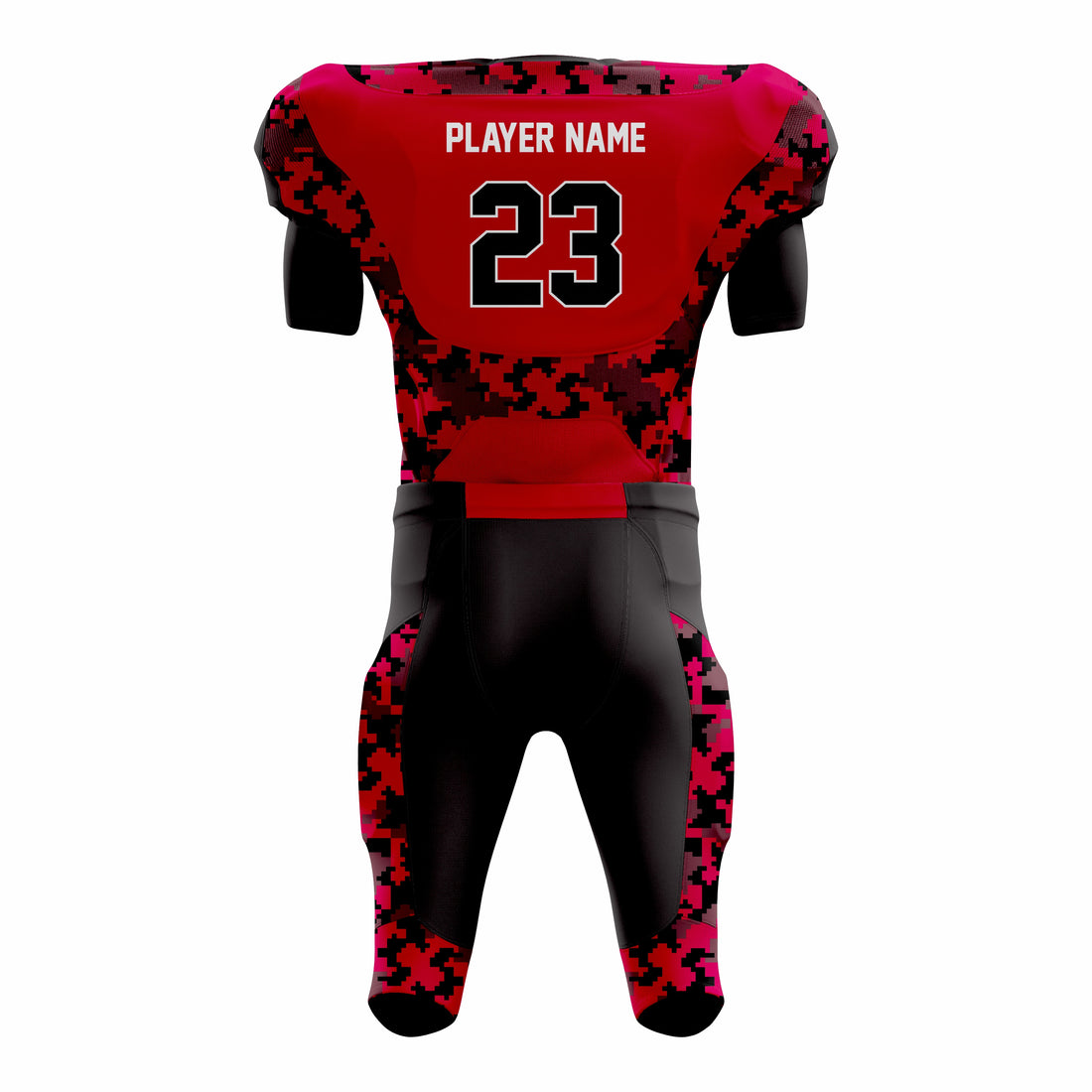 Custom Red Black American Football Uniforms with Integrated Pads