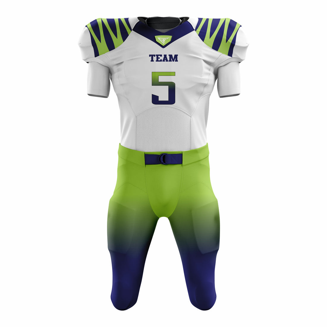 Custom Green White American Football Uniforms with Integrated Pads