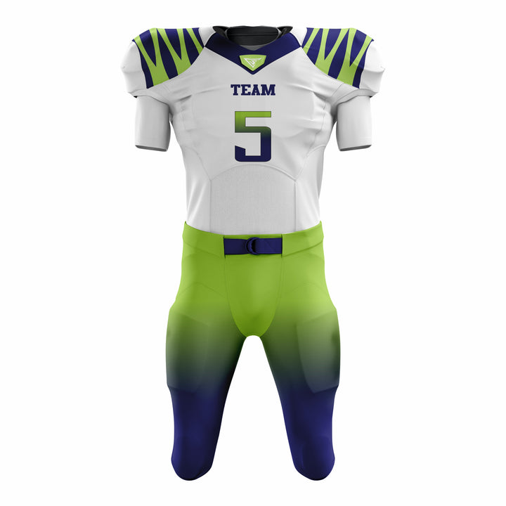 Custom Green White American Football Uniforms with Integrated Pads