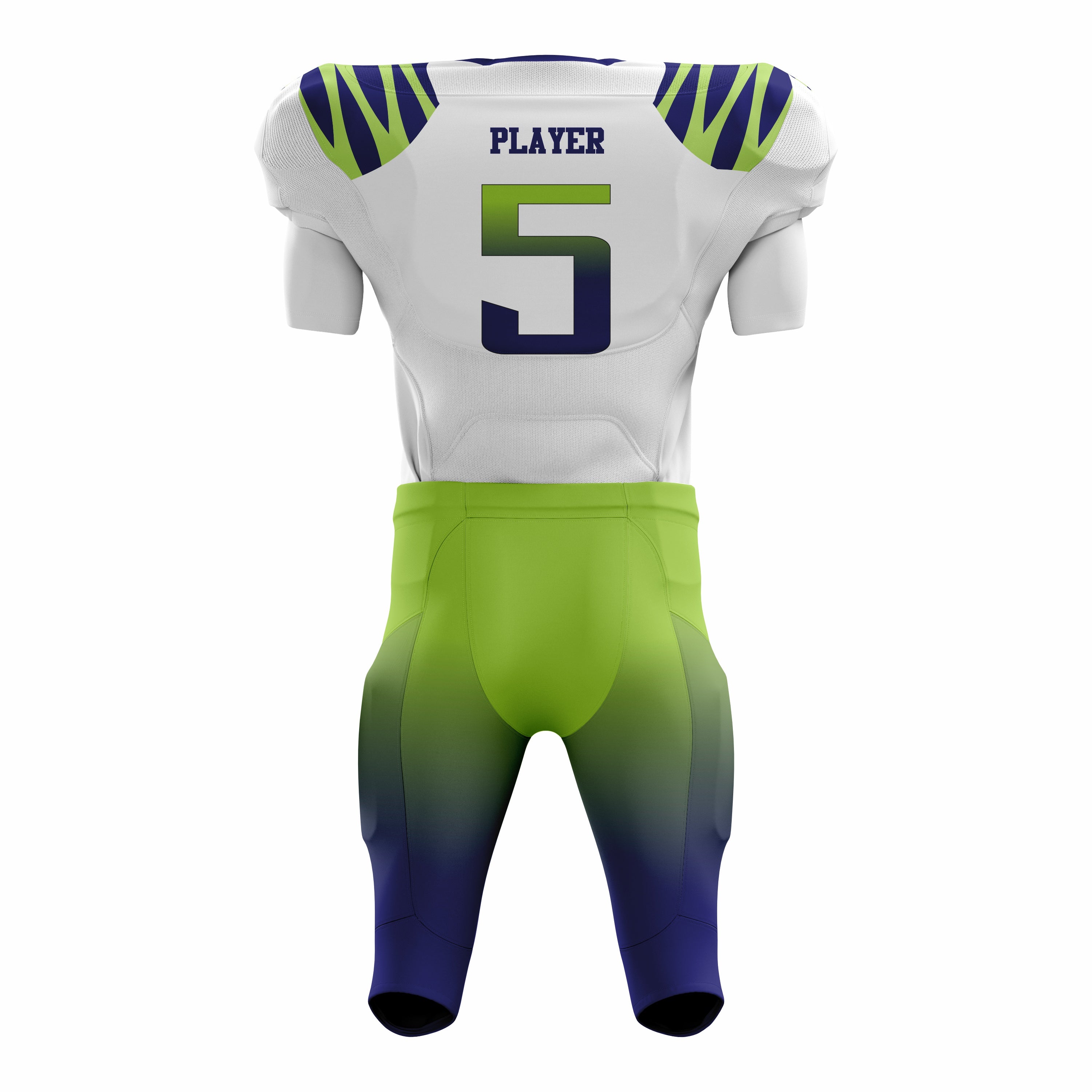 Custom Green White American Football Uniforms with Integrated Pads