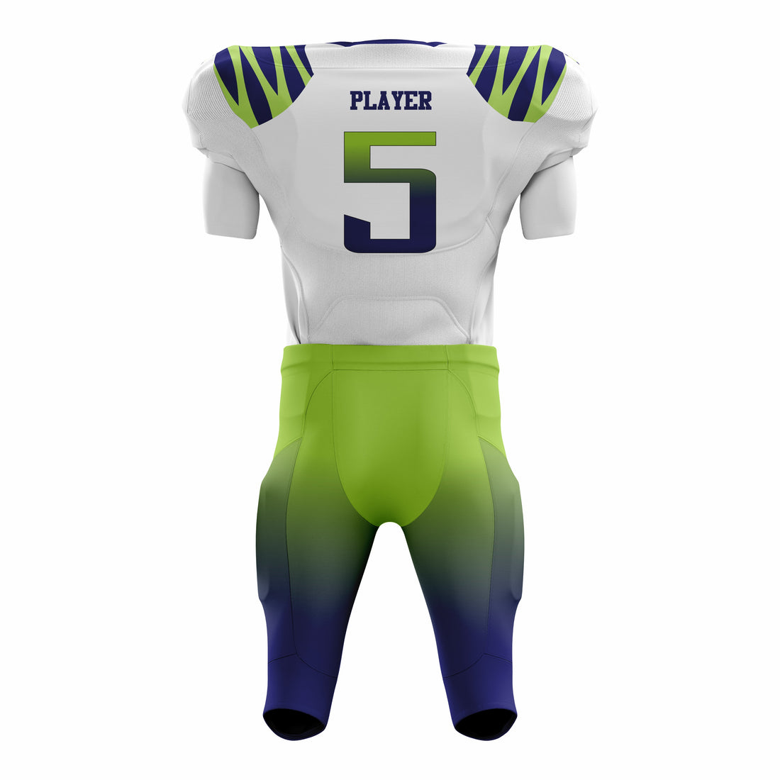 Custom Green White American Football Uniforms with Integrated Pads