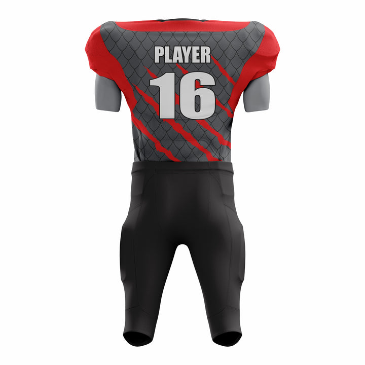 Custom Red Gray American Football Uniforms with Integrated Pads