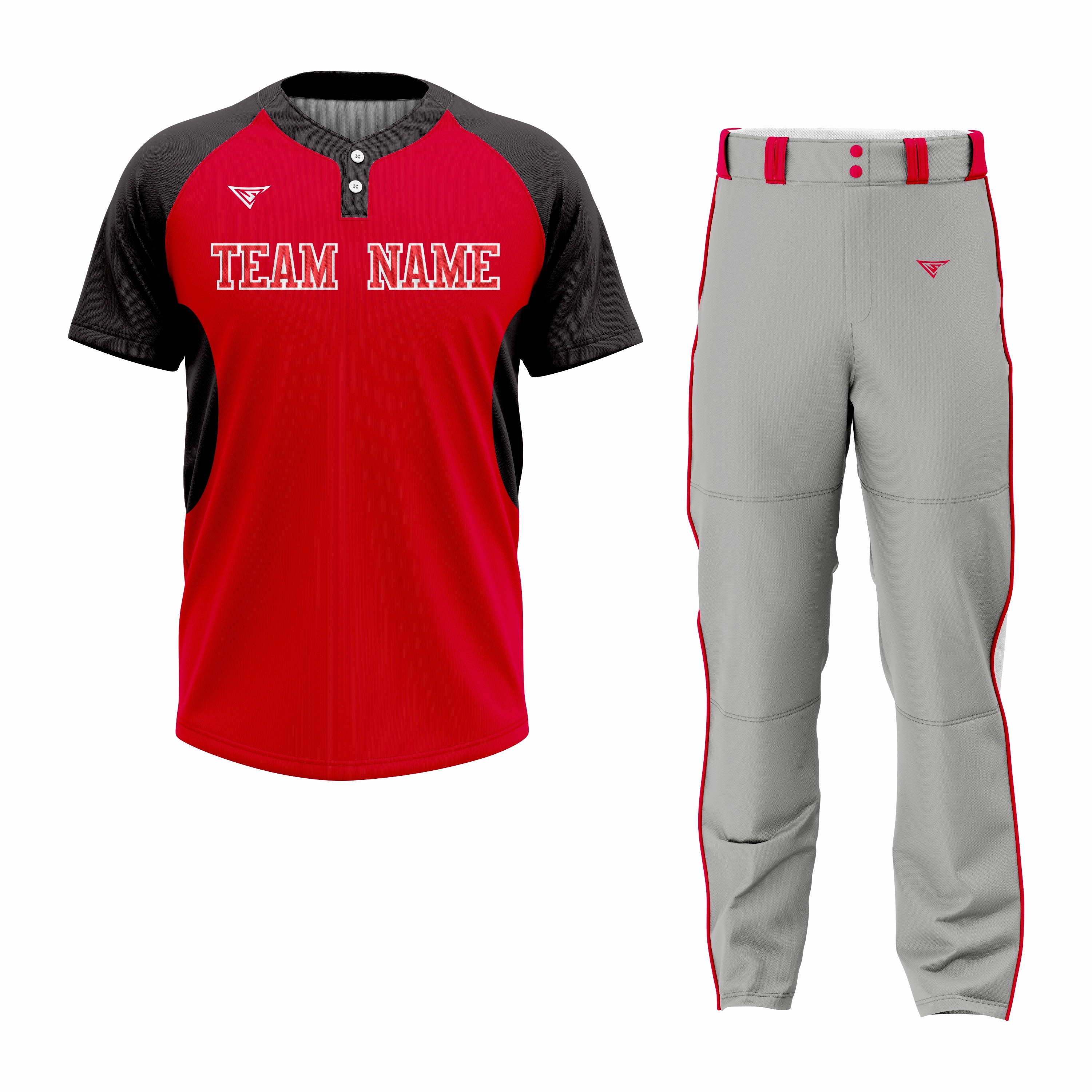CUSTOM BLACK RED GREY BASEBALL UNIFORM