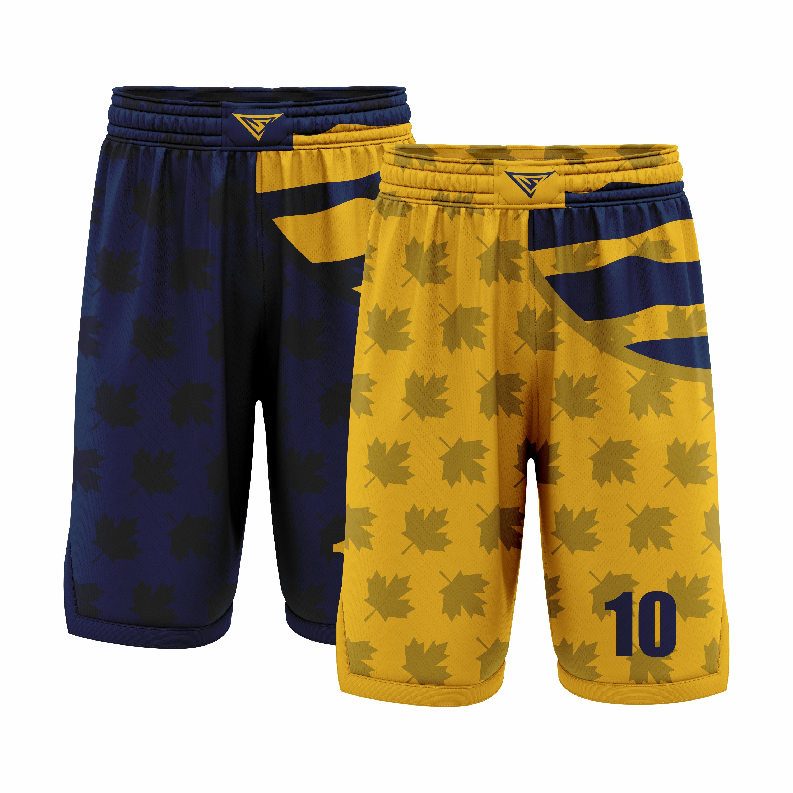 Custom Orange & Dark Blue Reversible Double Side Sublimation Basketball Short