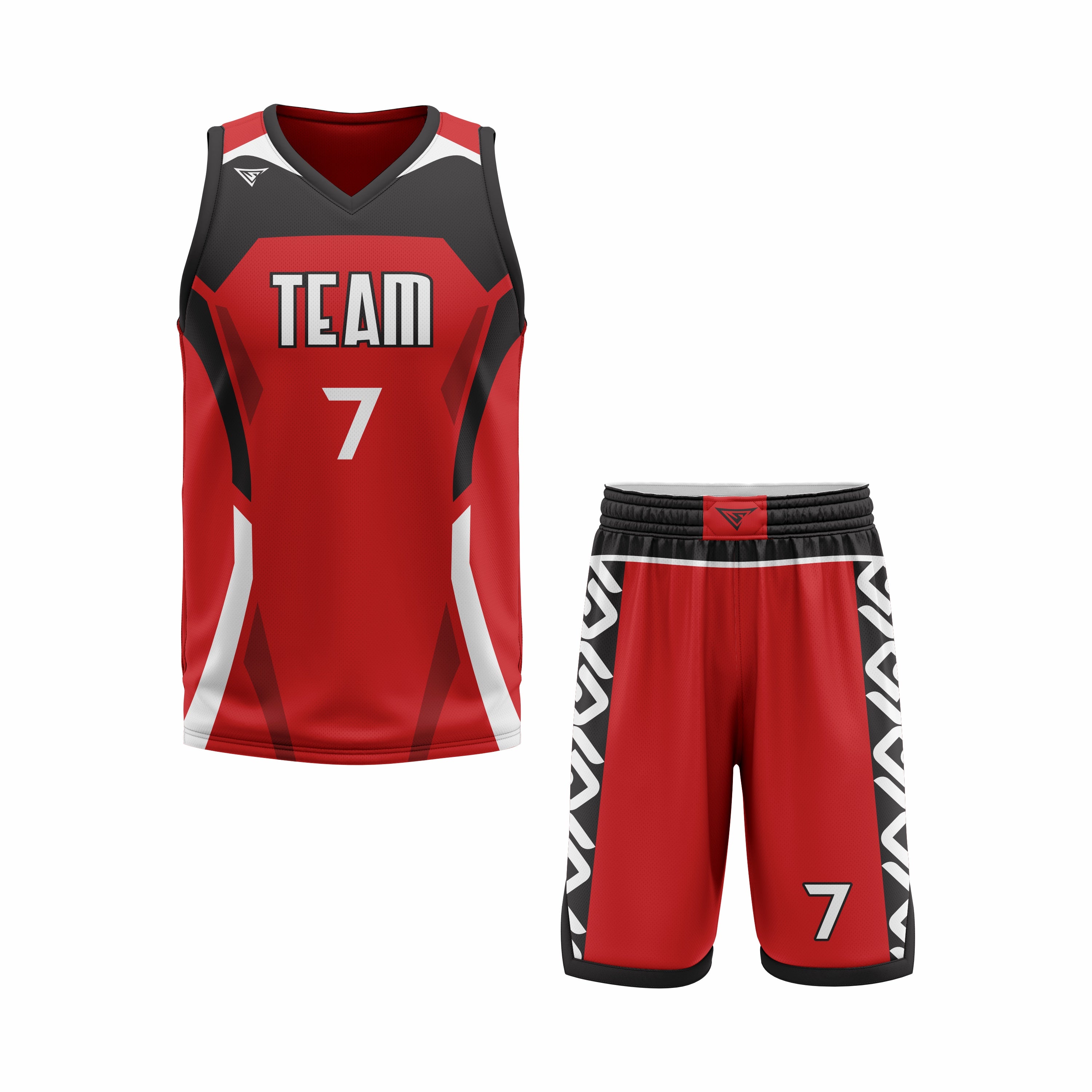 CUSTOM BLACK RED WHITE BASKETBALL UNIFORM