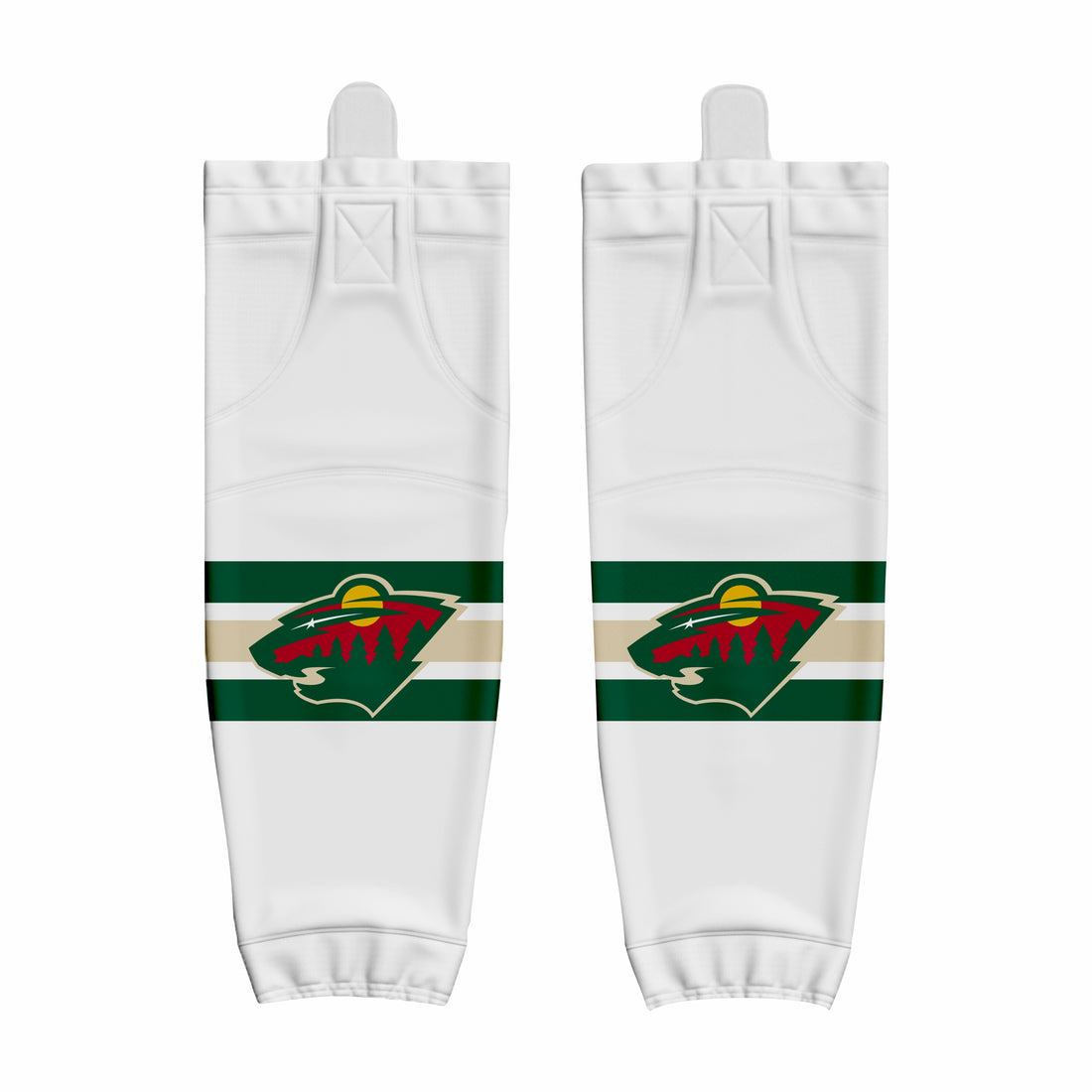 Custom White Green Hockey Socks