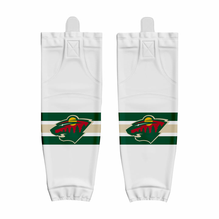 Custom White Green Hockey Socks