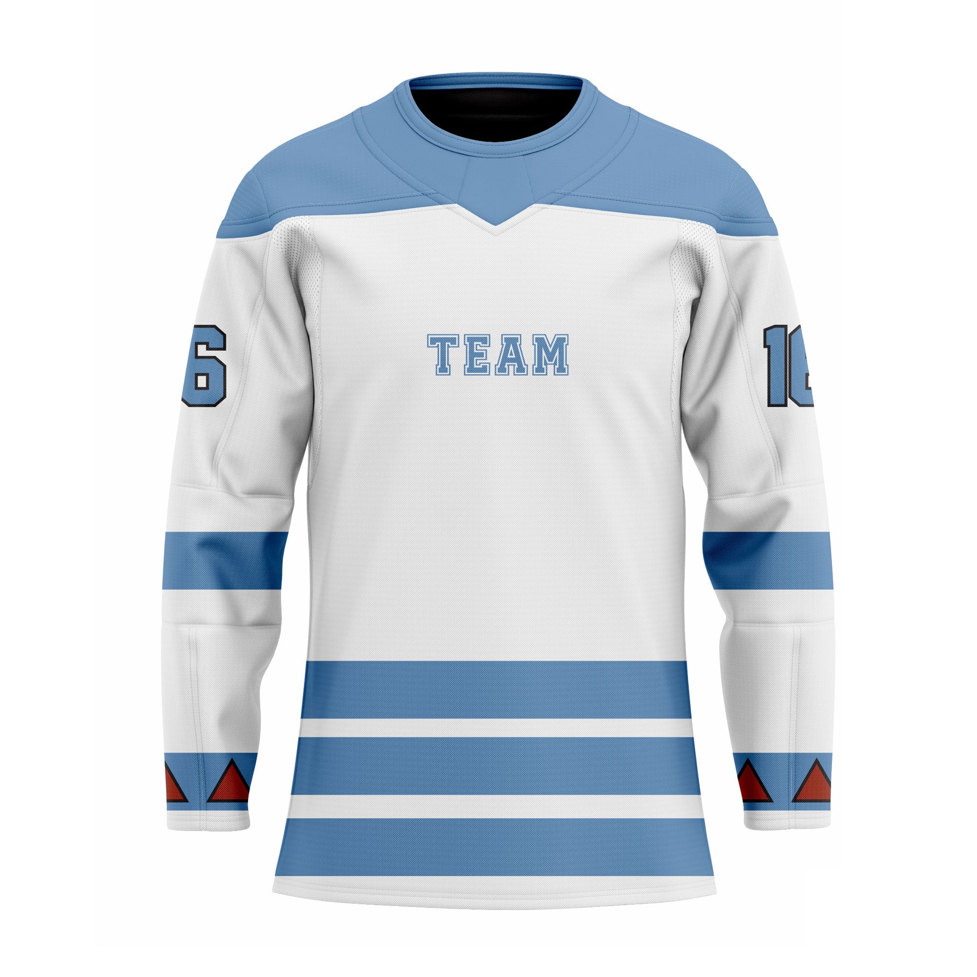 CUSTOM GREY BLUE WHITE HOCKEY JERSEY