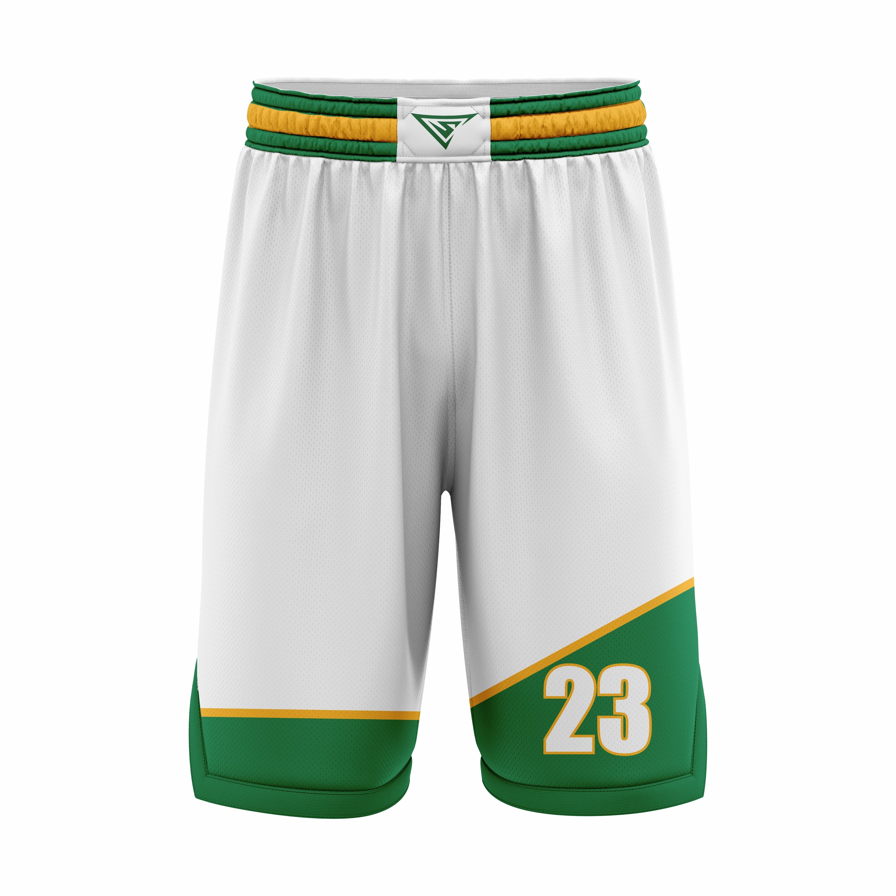 Custom White Green yellow Authentic Basketball Shorts