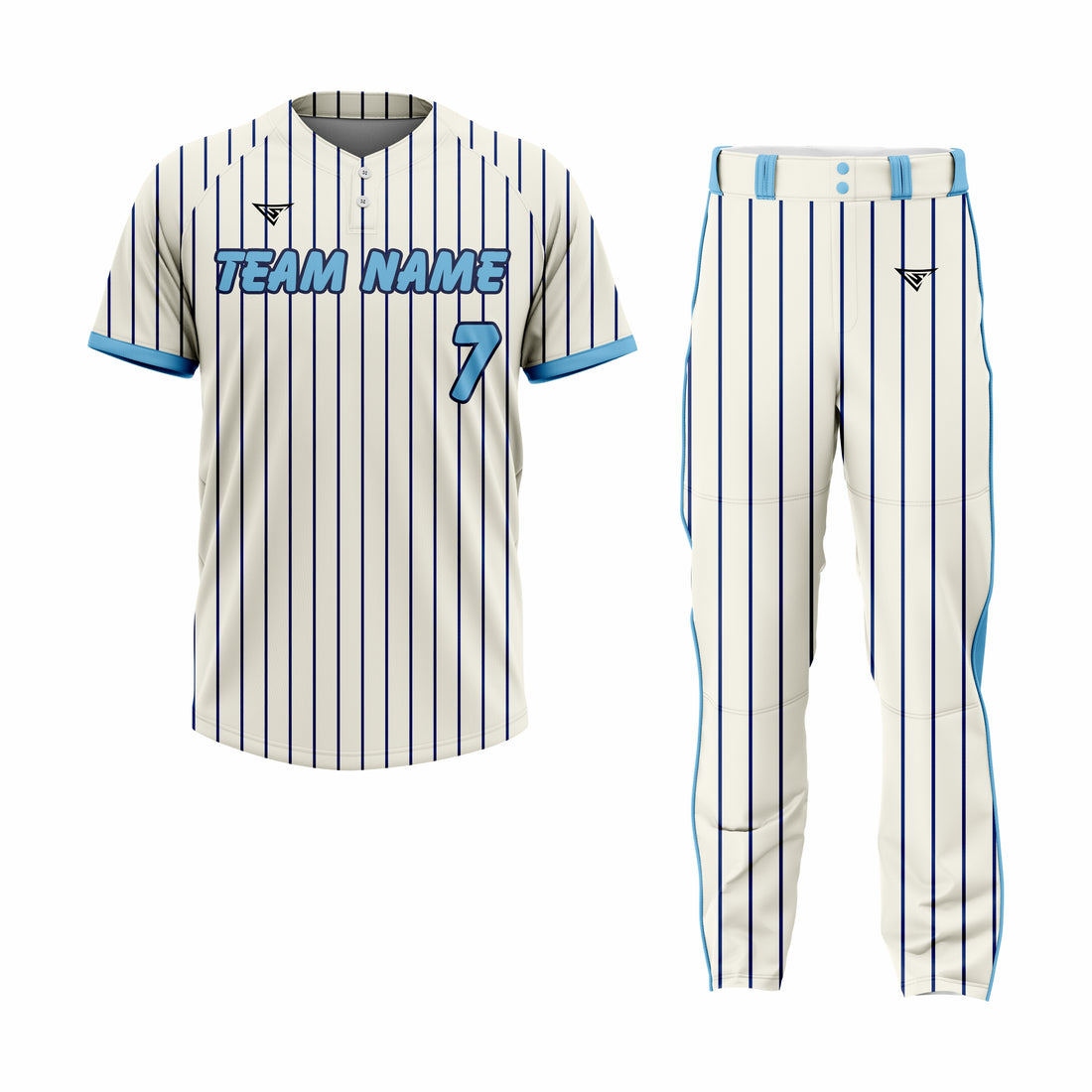 Custom Off White & Blue Authentic Softball Uniform