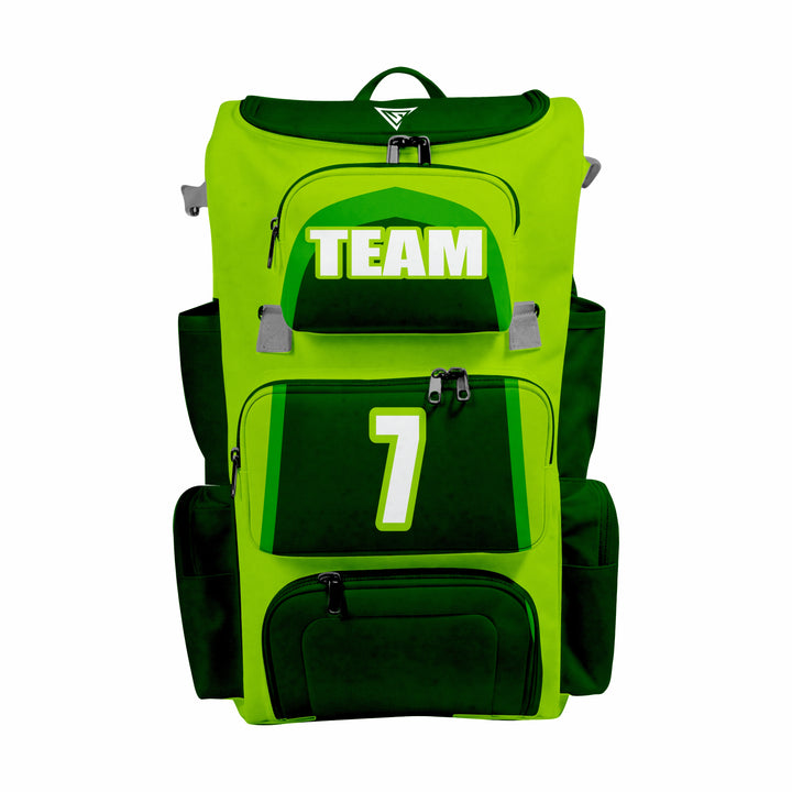 CUSTOM GREEN & BLACK ELITE BASEBALL/SOFTBALL BACKPACKS
